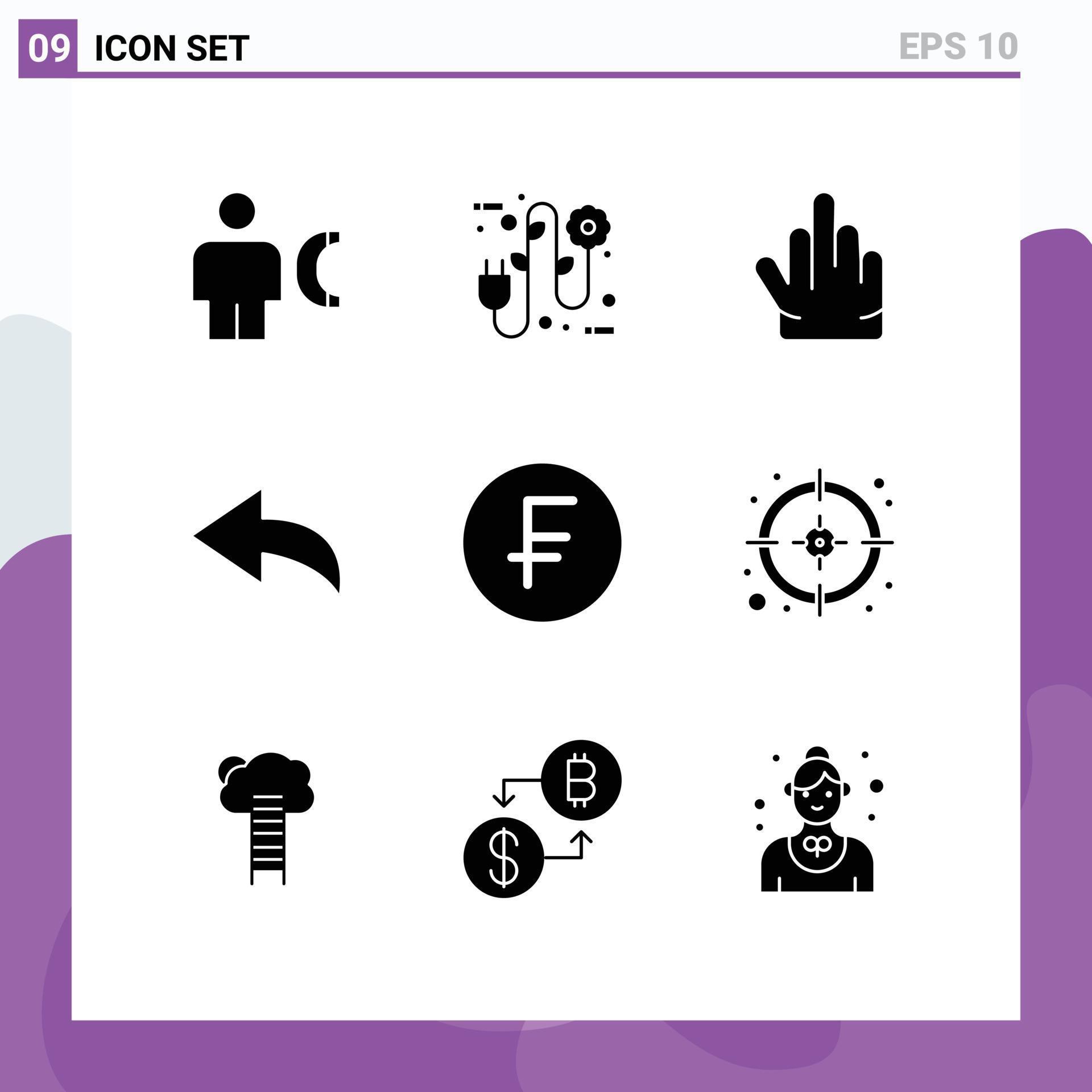 Set of 9 Modern UI Icons Symbols Signs for dollar cash electrician swiss france arrow Editable Vector Design Elements Stock Free