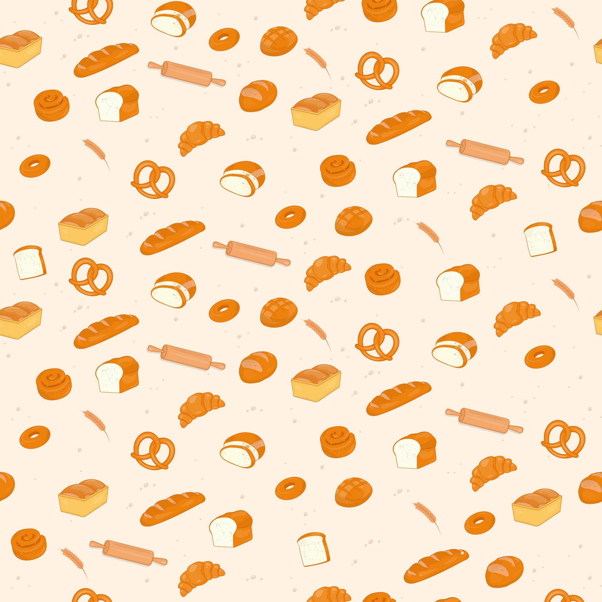 Bread and pastry seamless pattern Free Vector