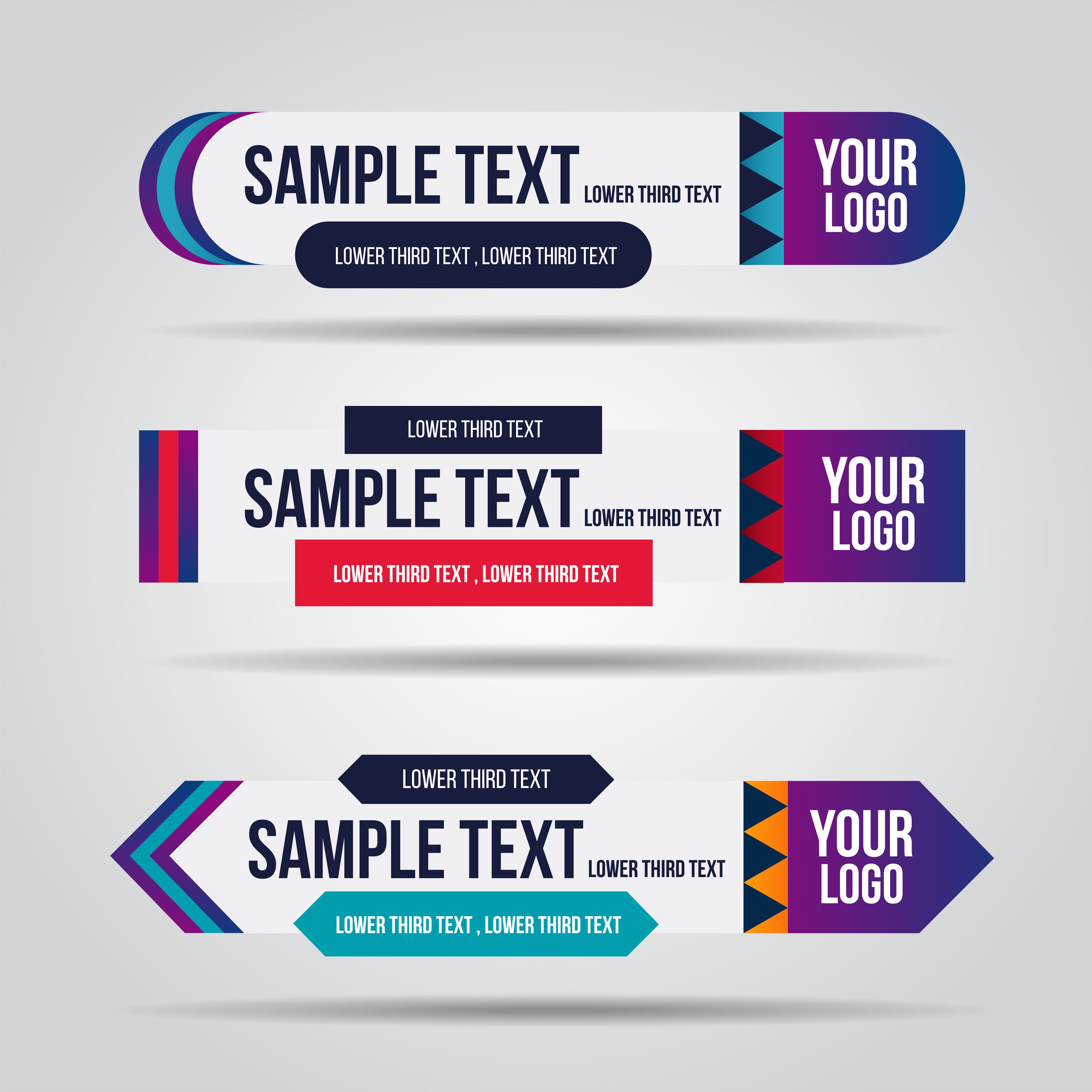 Lower third TV template banner set Free Vector