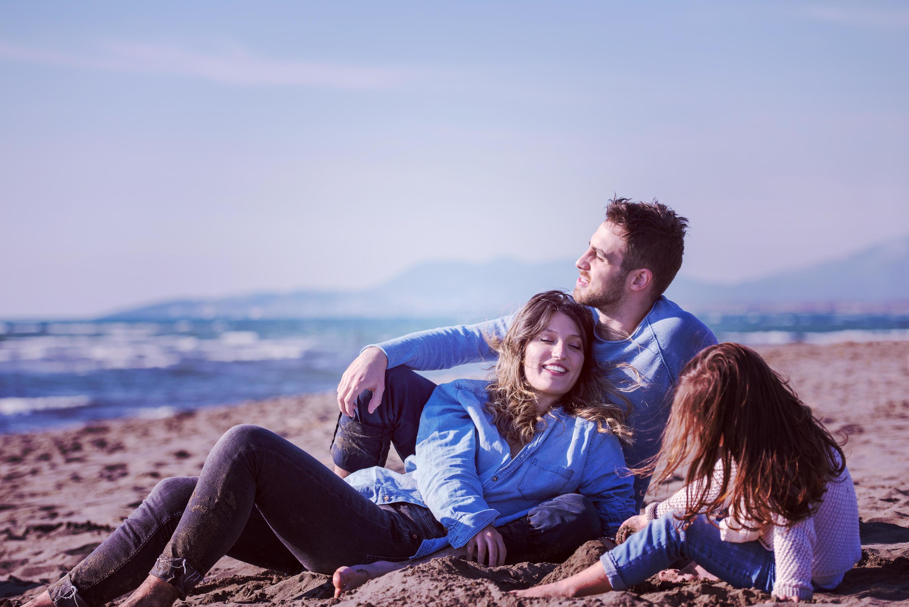 Young family enjoying vecation during autumn Stock Free