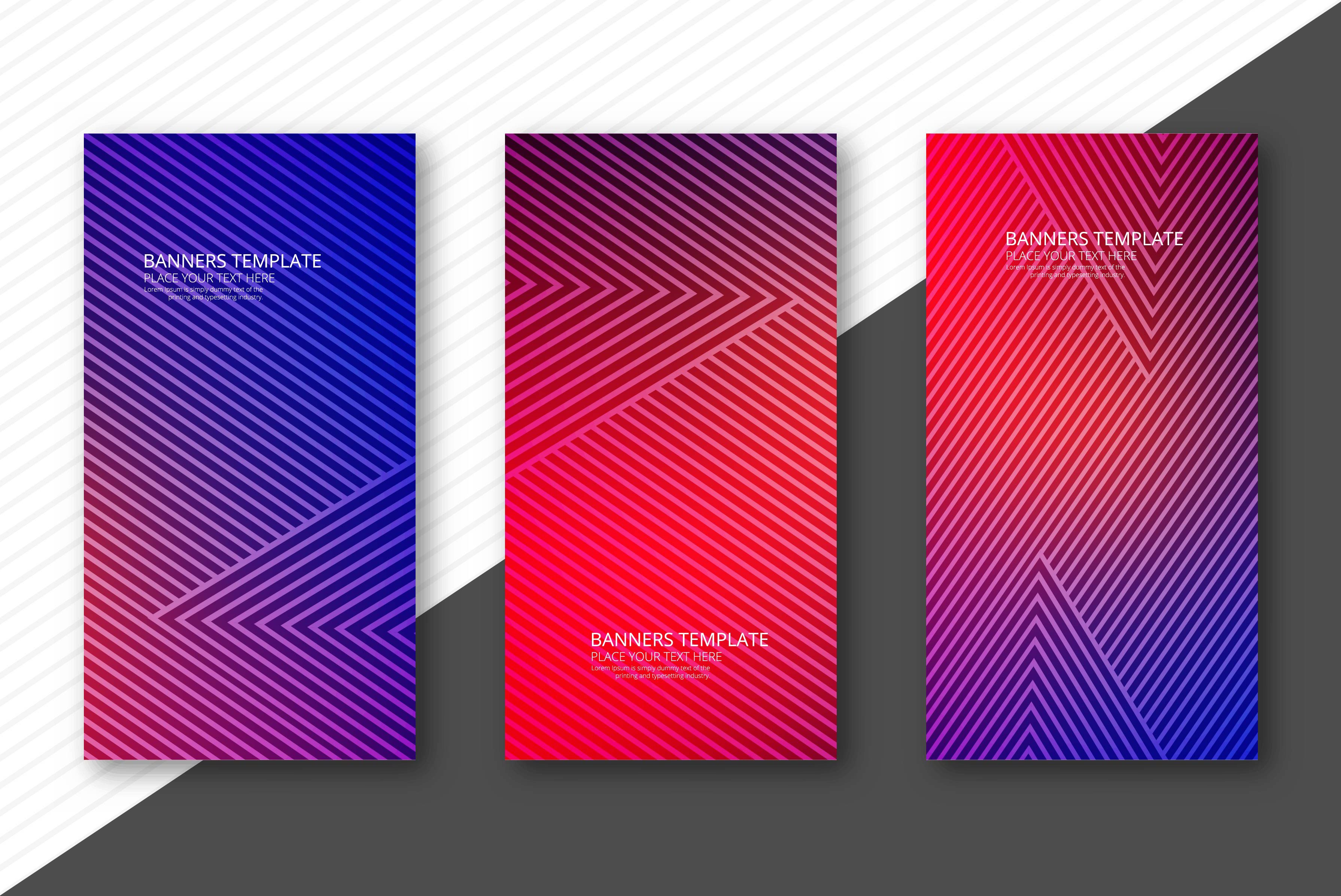 Elegant colorful geometric banners set template illustration vec Free Vector