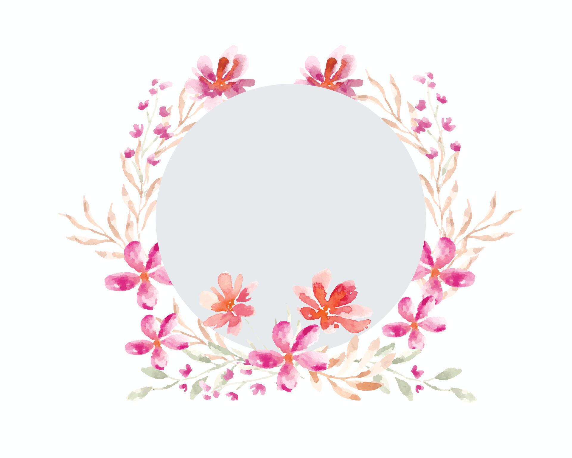 Wild Watercolor Flower and Leaves Wreath Stock Free