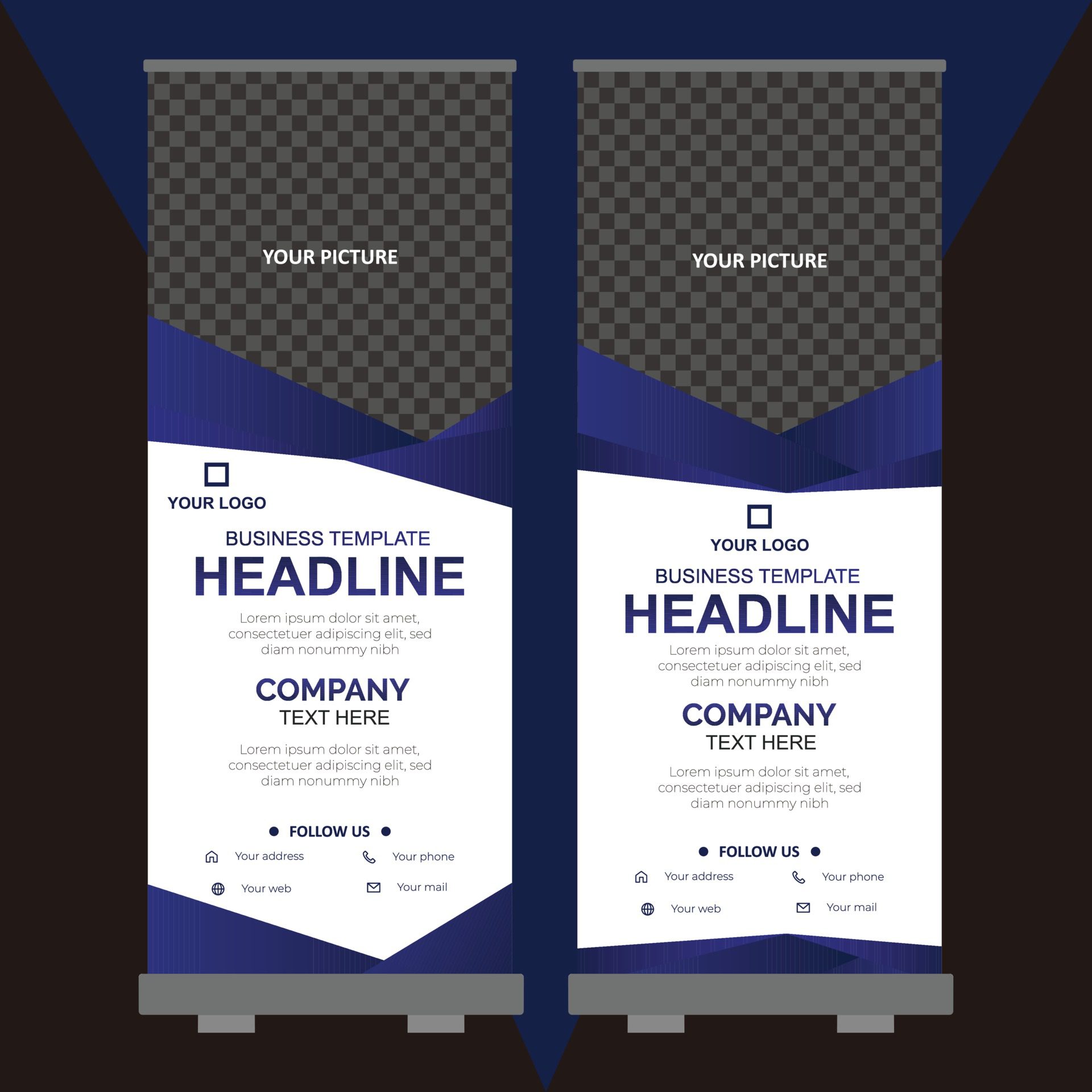 Roll up banner design template Free Vector