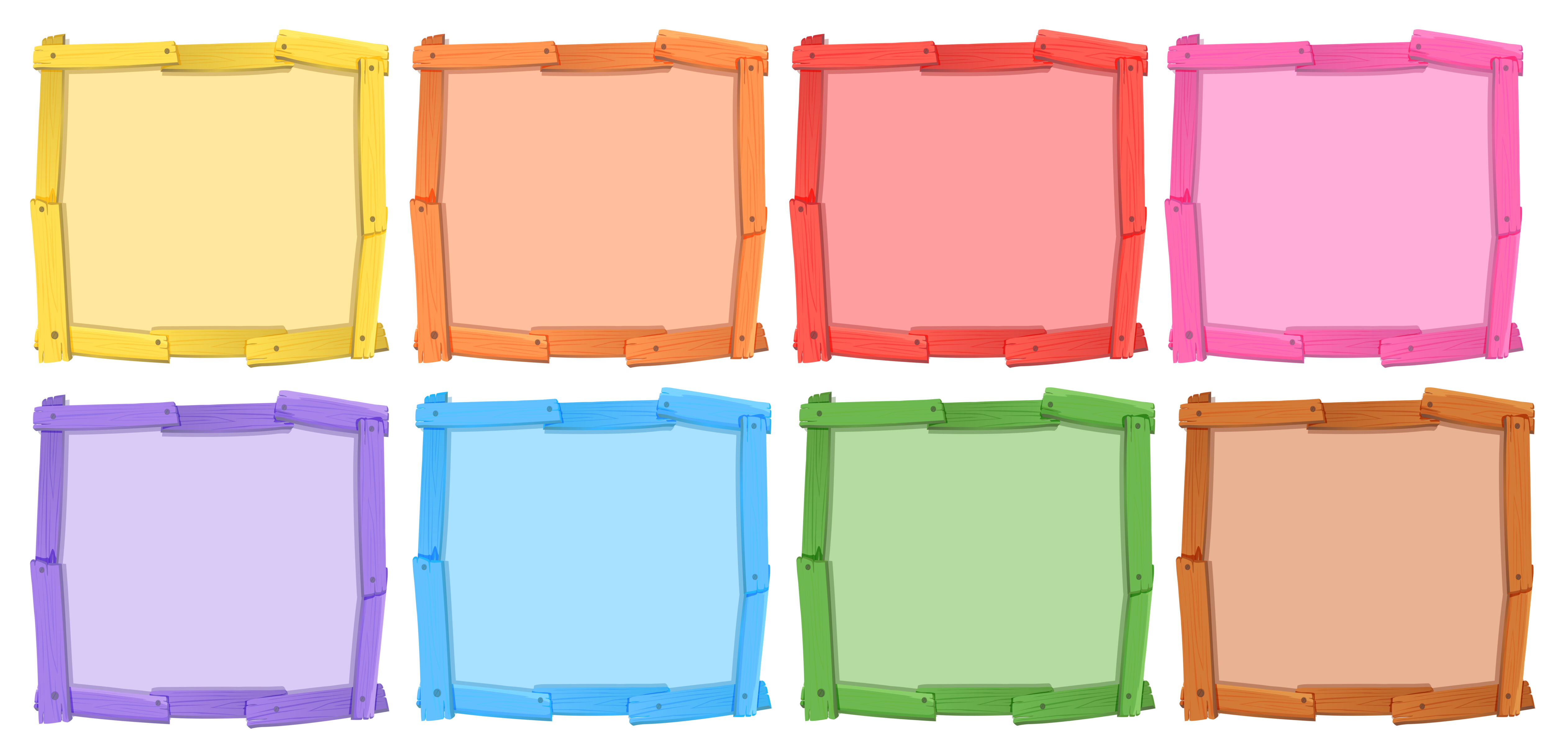 A set of different color of wooden frame Free Vector