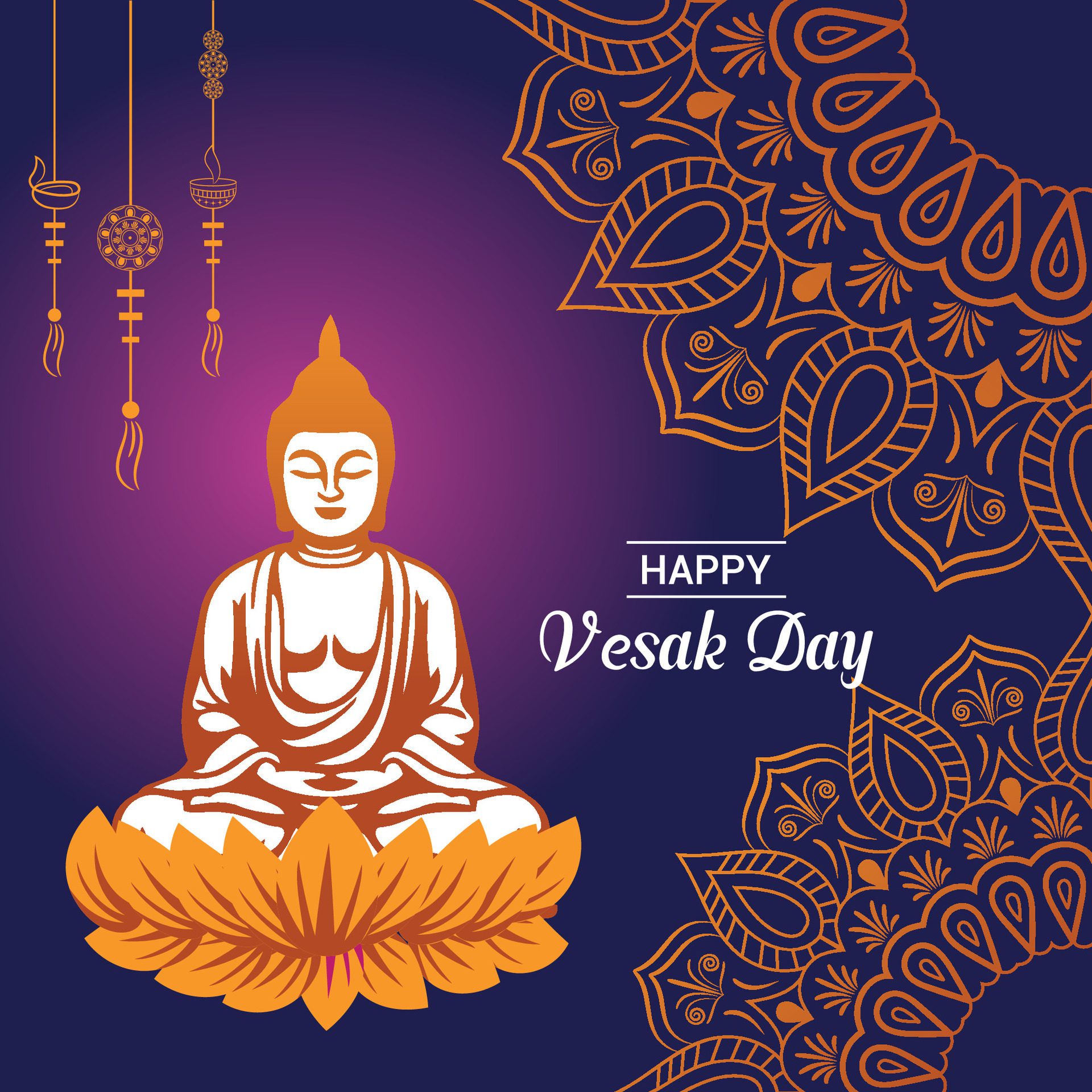 Flat vertical poster template for vesak day illustration festival celebration social media post and vesak day Banner Free Vector