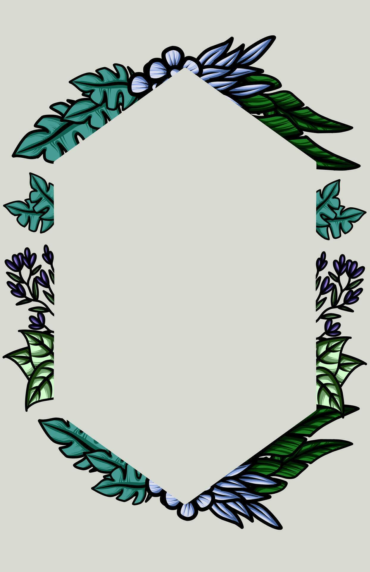 frame the border with an arrangement of leaves and flowers Stock Free