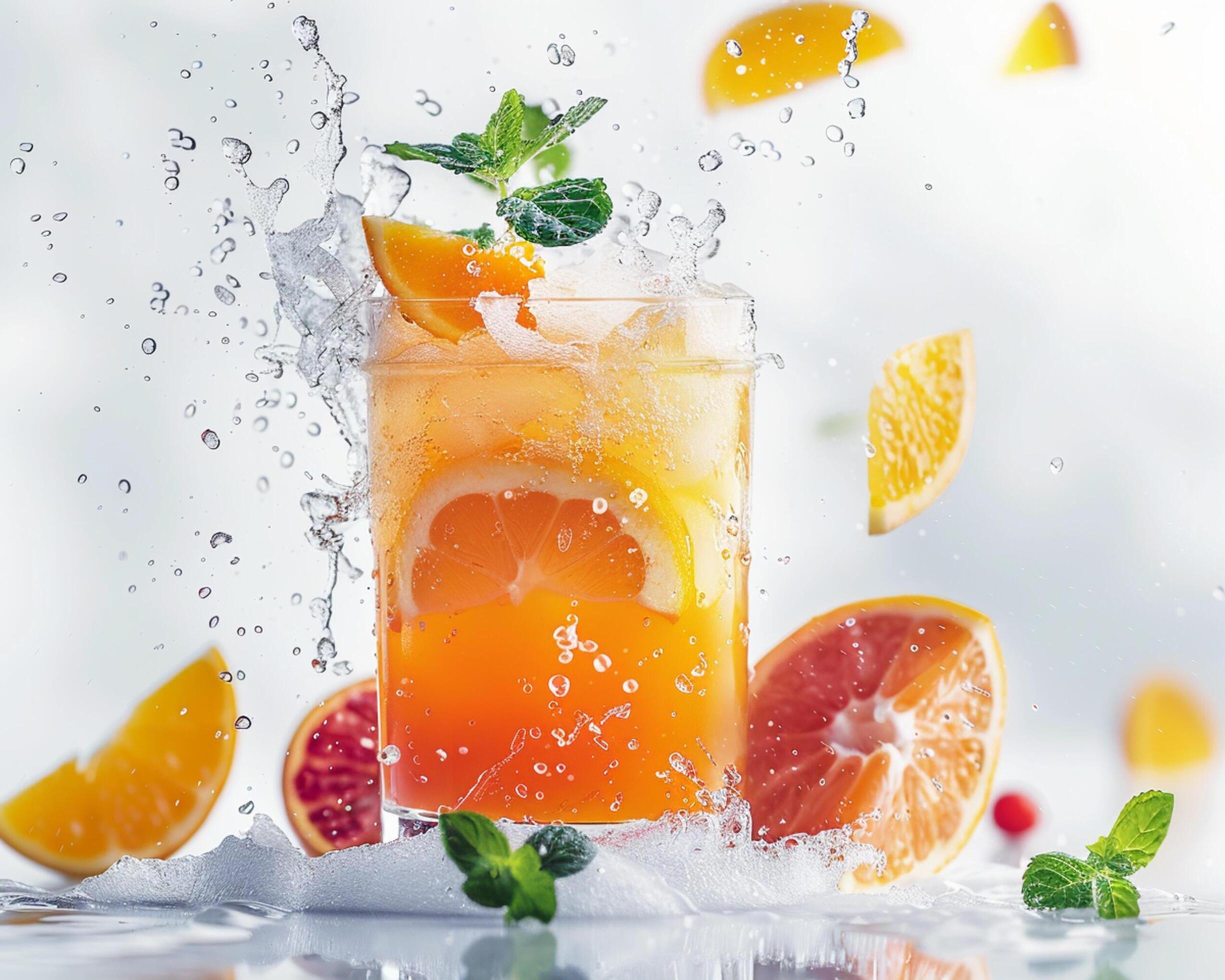 orange juice with splash of water Stock Free