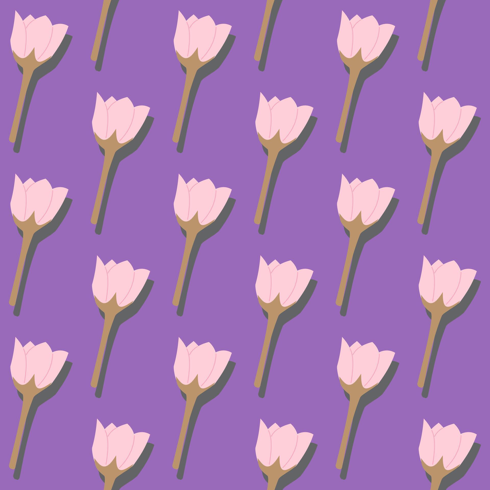 
									A seamless pattern of pink flower blooming on a purple background in a spring minimal floral concept, Vector Stock Free