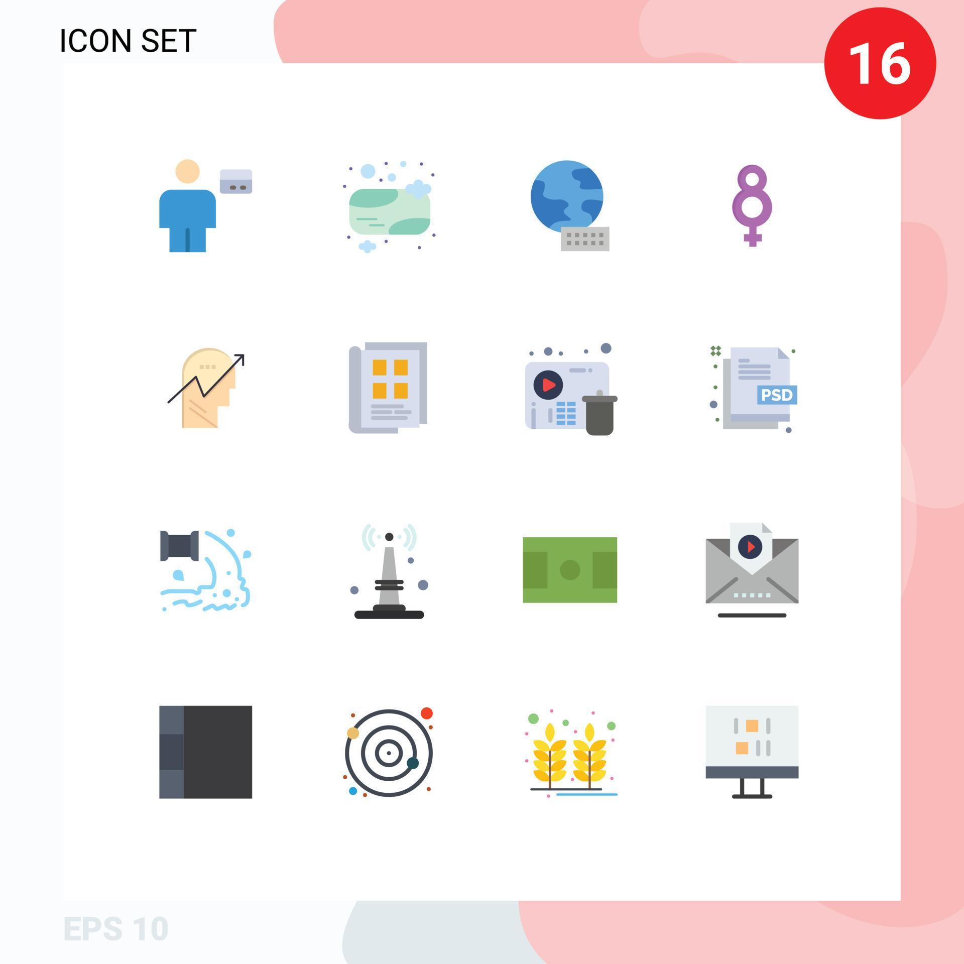 Universal Icon Symbols Group of 16 Modern Flat Colors of human arrow clean female eight Editable Pack of Creative Vector Design Elements Stock Free