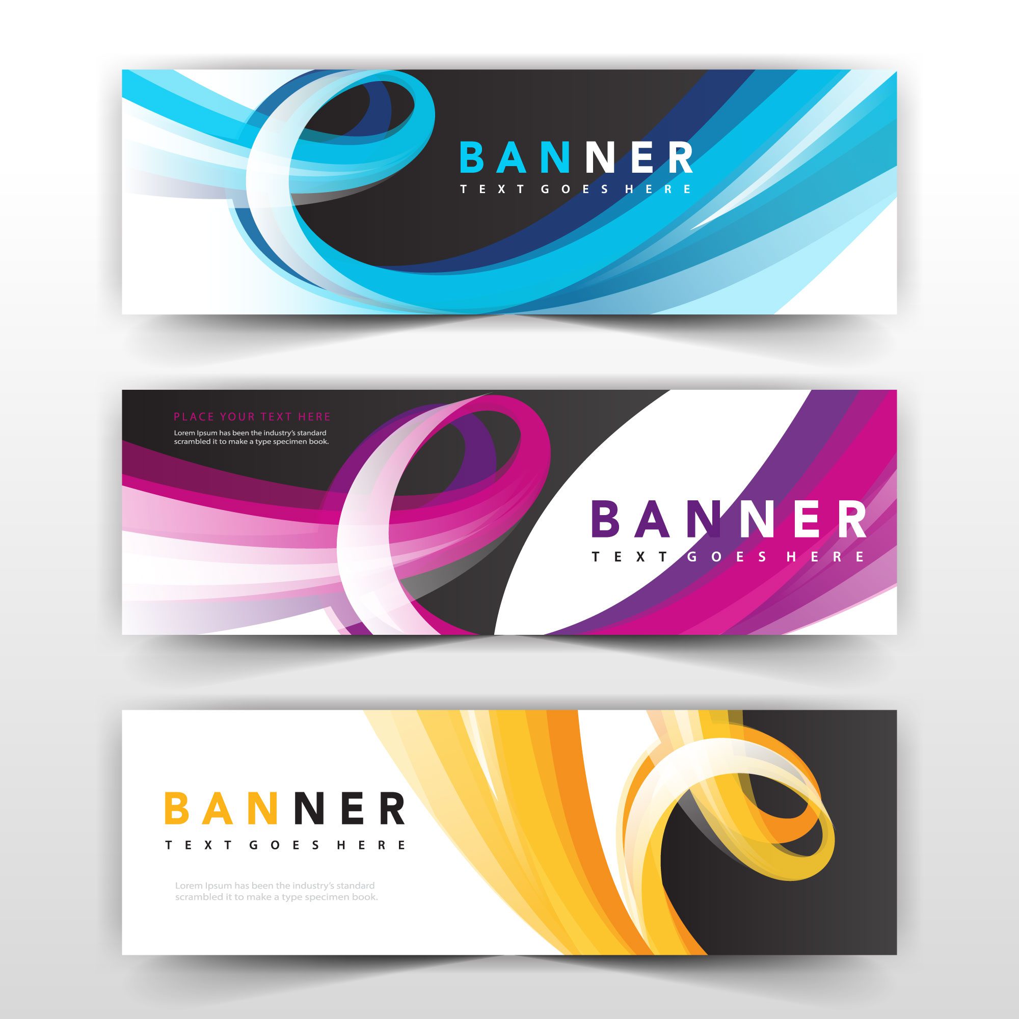 wavy banner collection design Free Vector