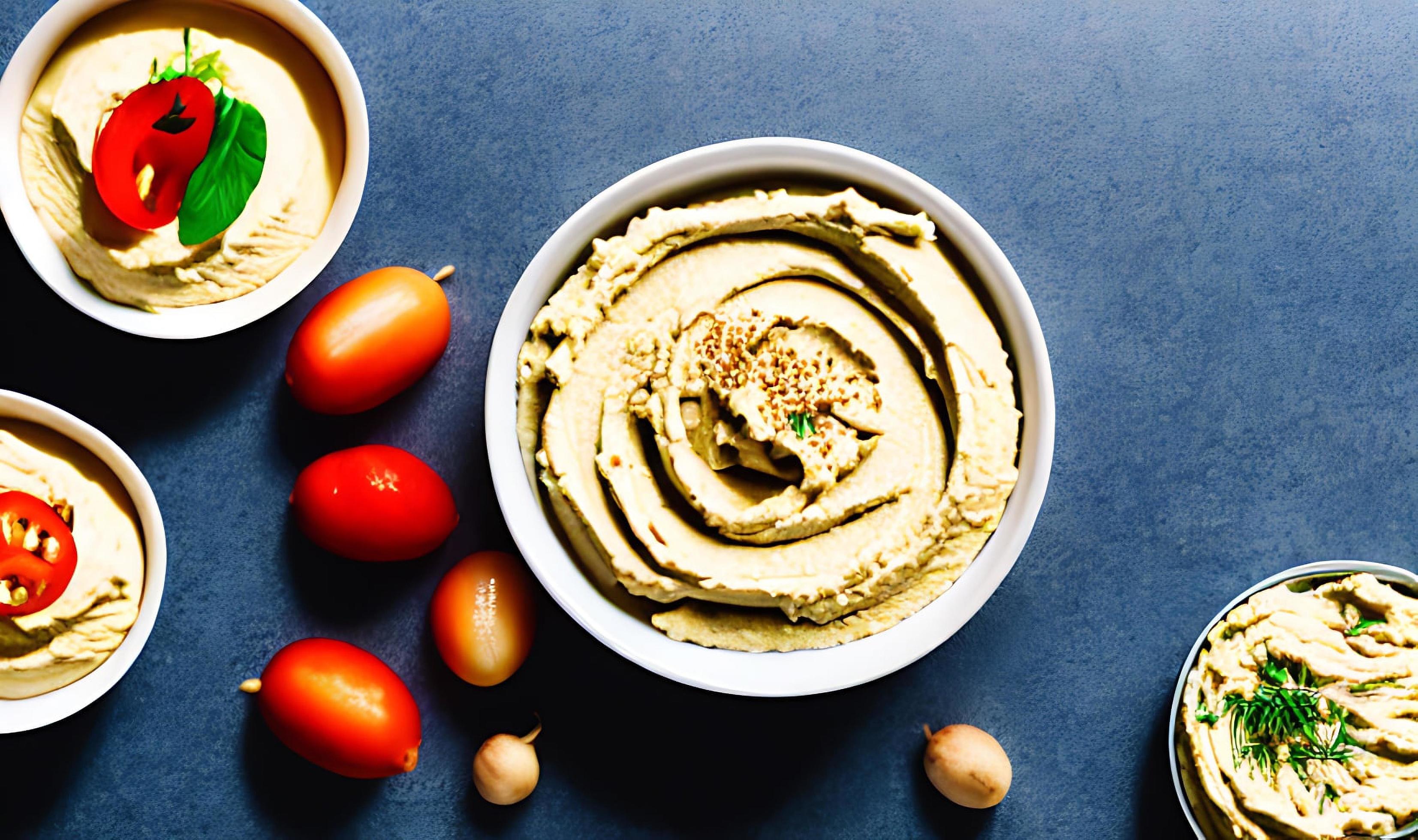 Healthy food. Traditional freshly made organic hummus. Stock Free