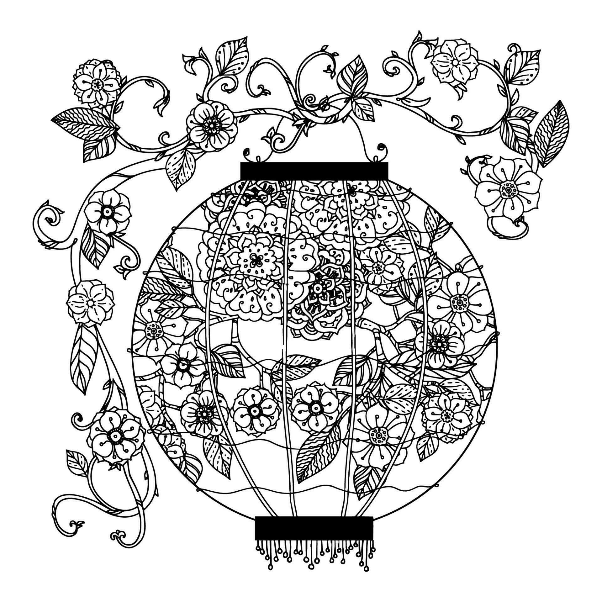 Hand Drawn Flowers Chinese Culture Line Art Illustration Stock Free