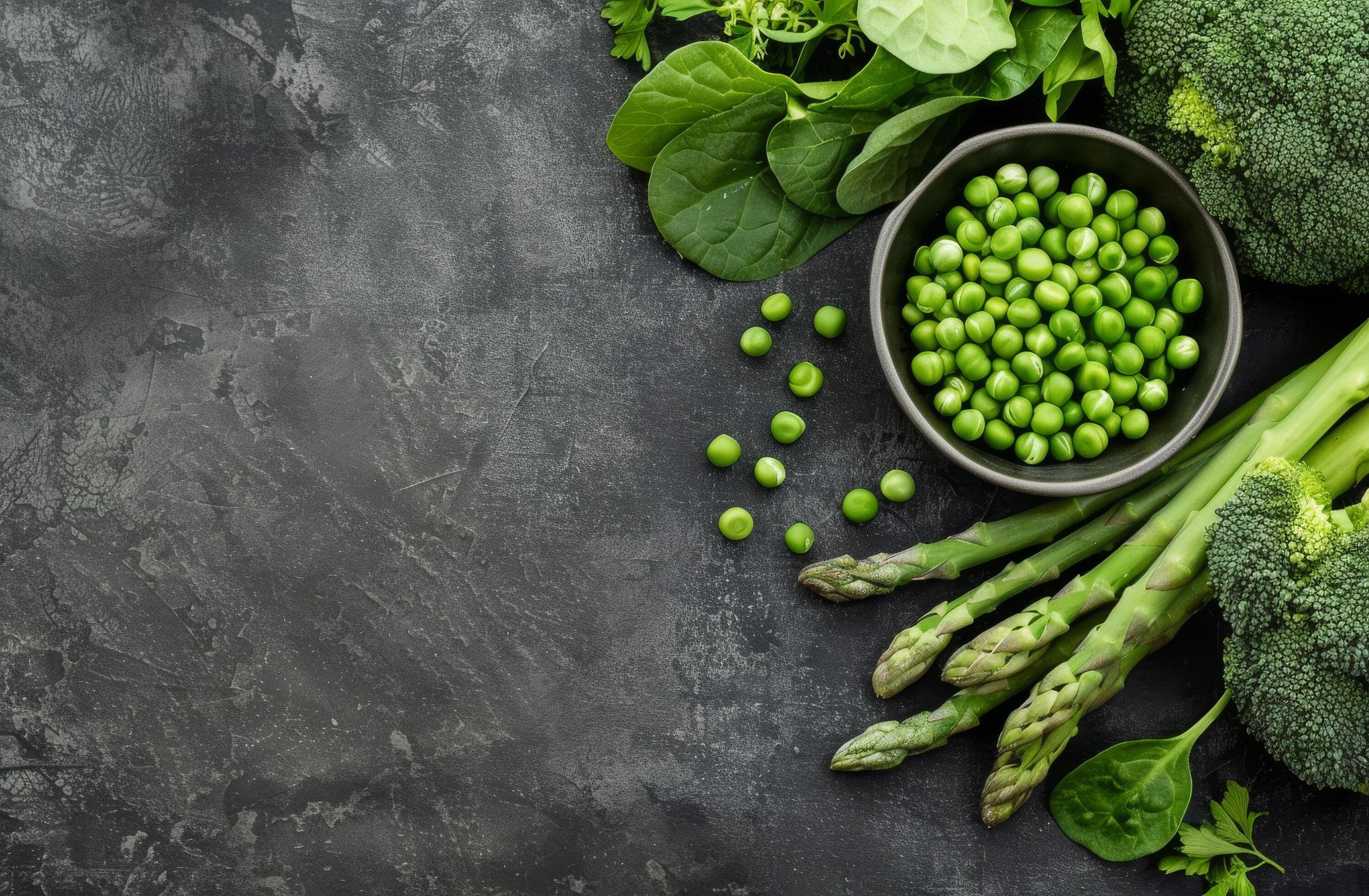 Green Vegetables on Grey Background Stock Free