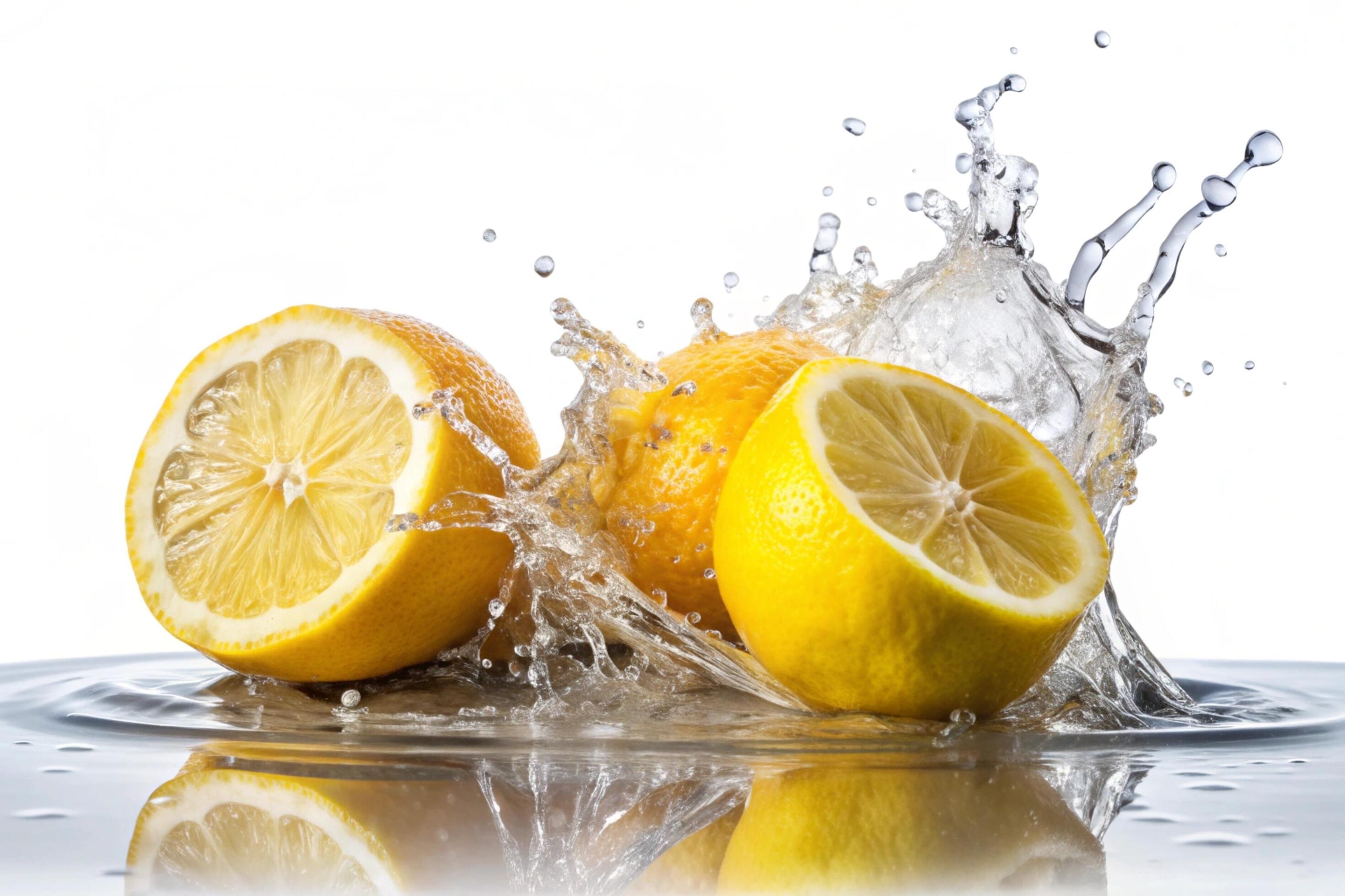 Lemon splashes on white background Stock Free