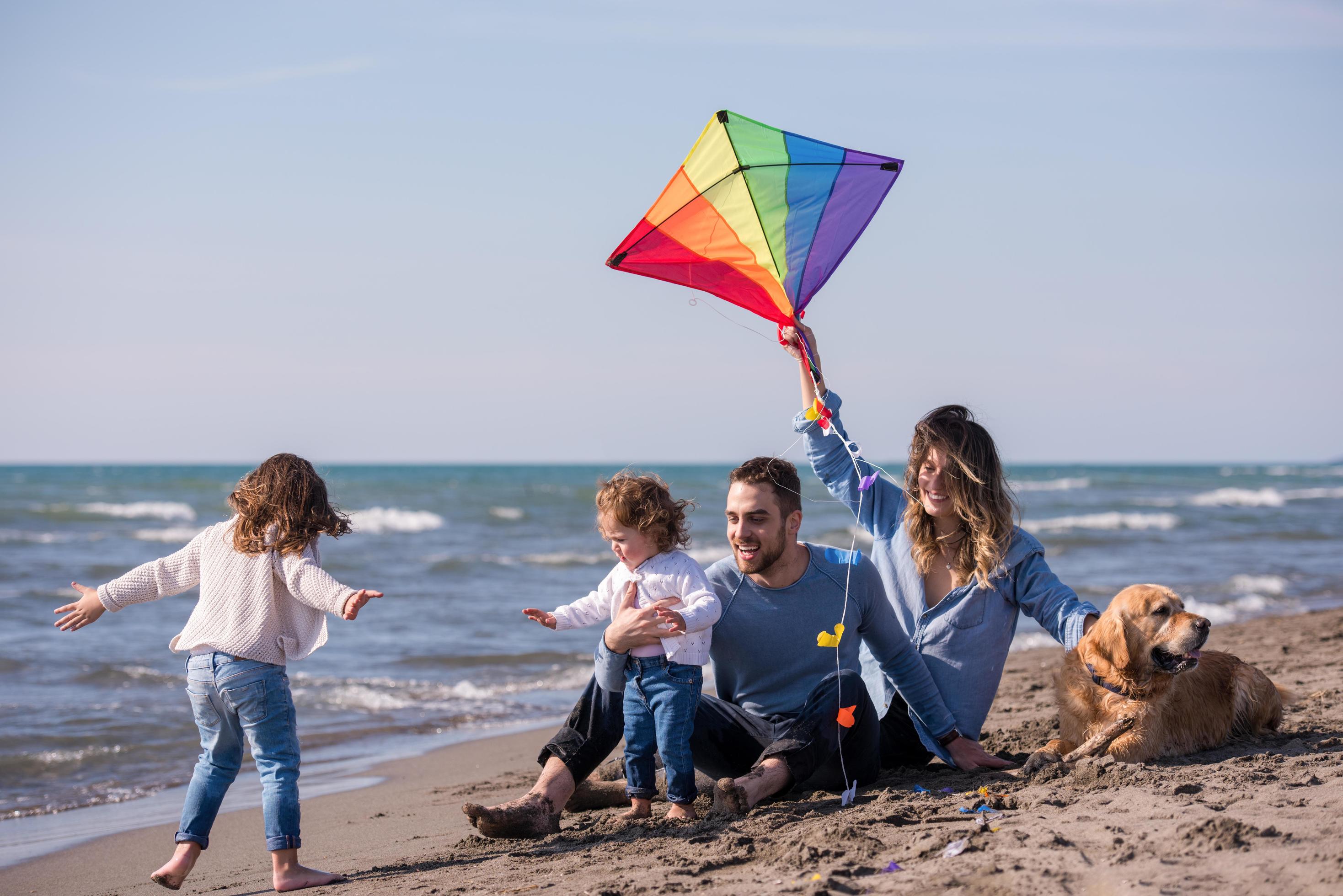 happy young family enjoying vecation during autumn day Stock Free