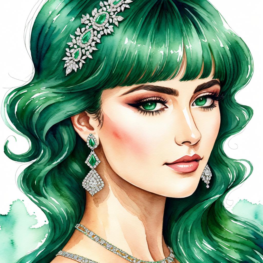 Emerald and diamond hair by @ai_generated