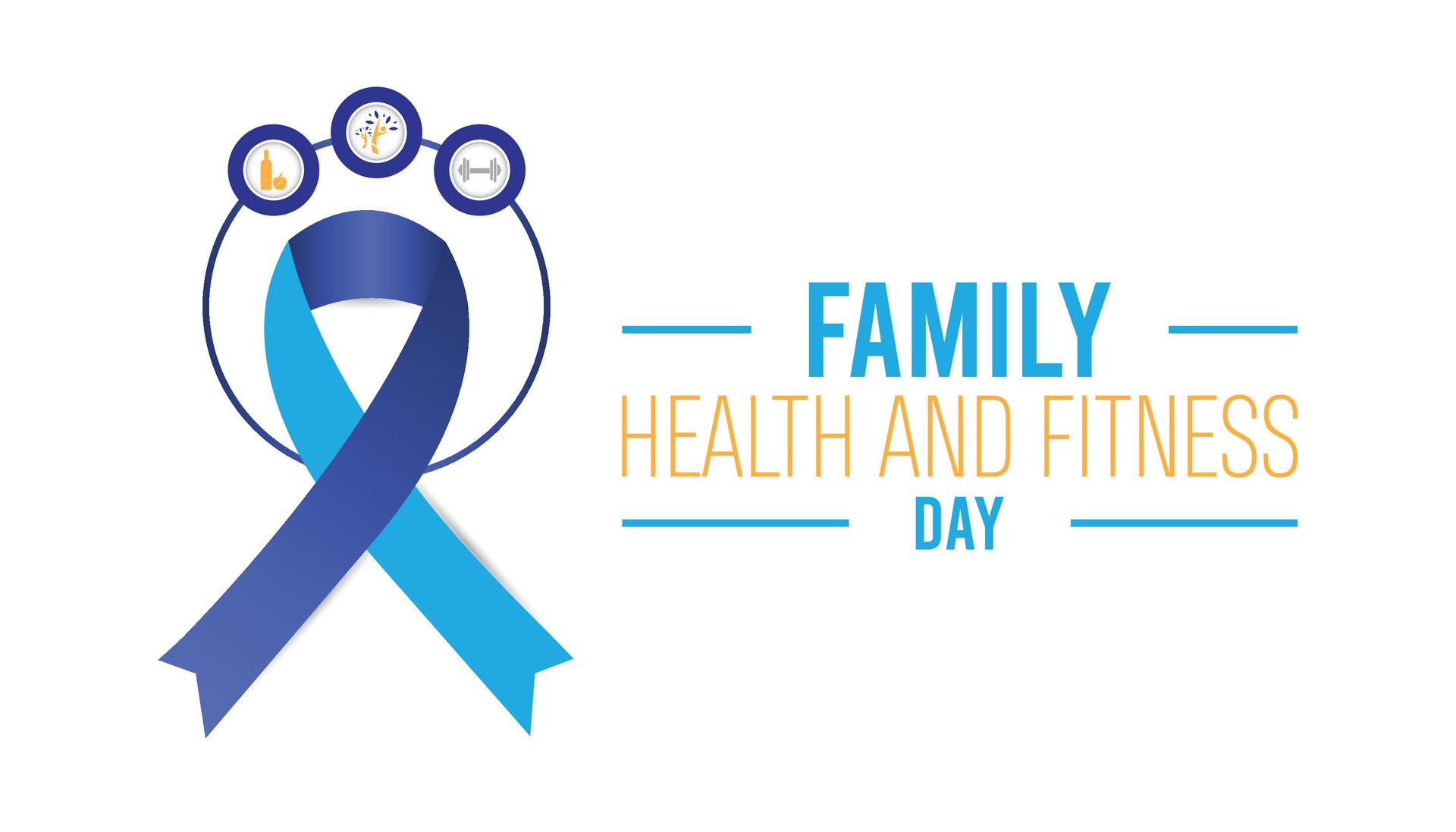 Family Health and Fitness day observed every year in June. Template for background, banner, card, poster with text inscription. Free Vector