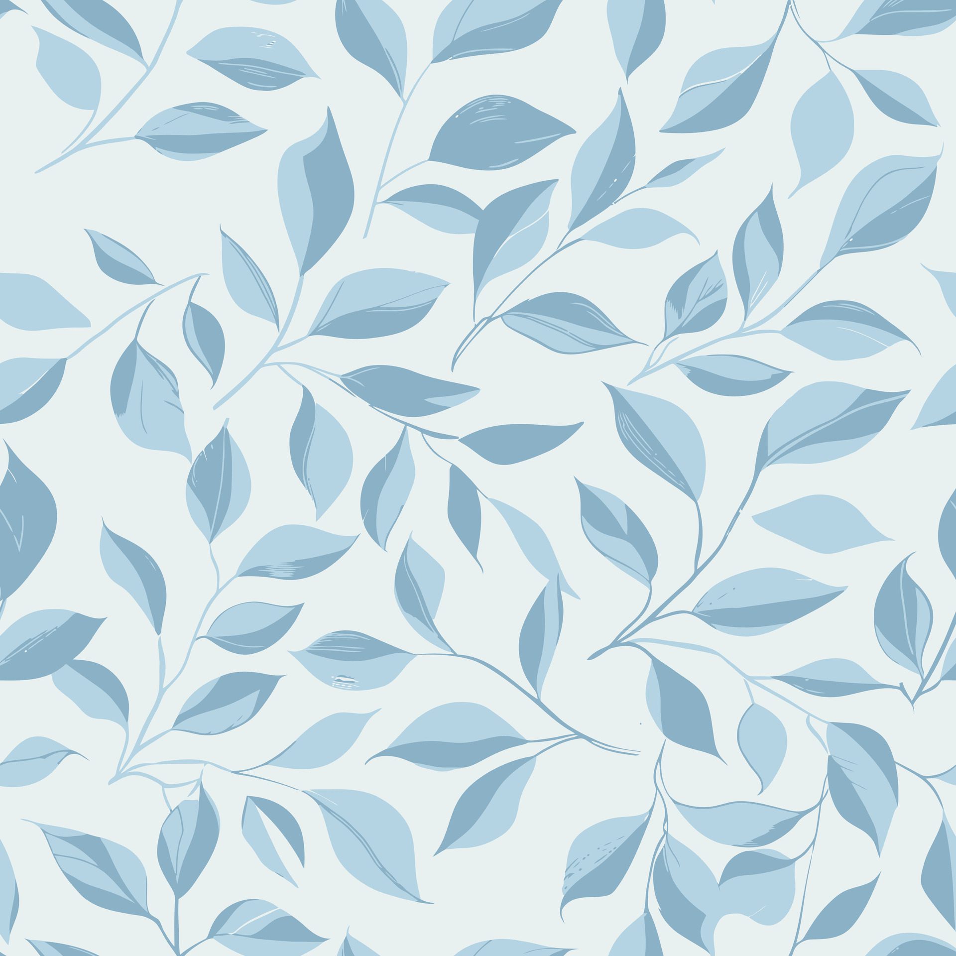 leaf pattern on a blue background Free Vector