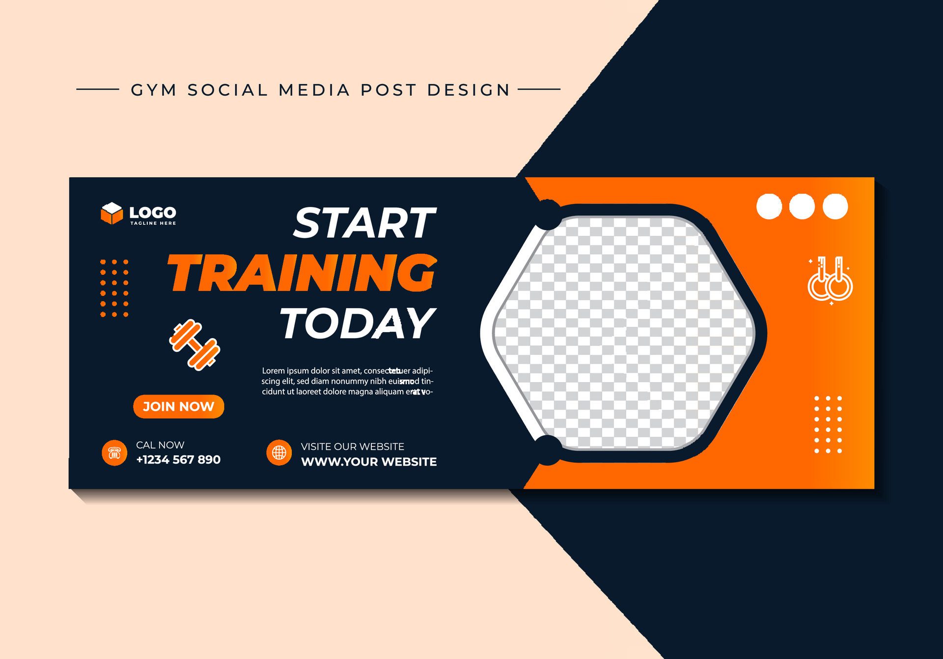 Gym, fitness, and sports social media post template design. Usable for social media, banner, and website. Free Vector