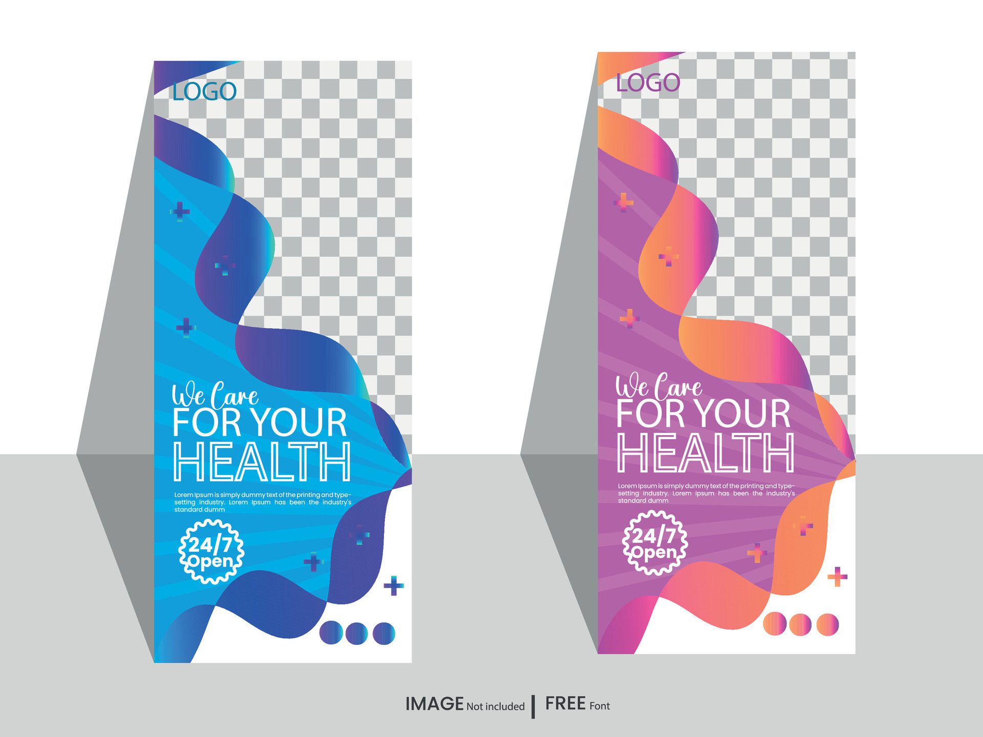 Medical Health Care Rollup Banner Design Free Vector