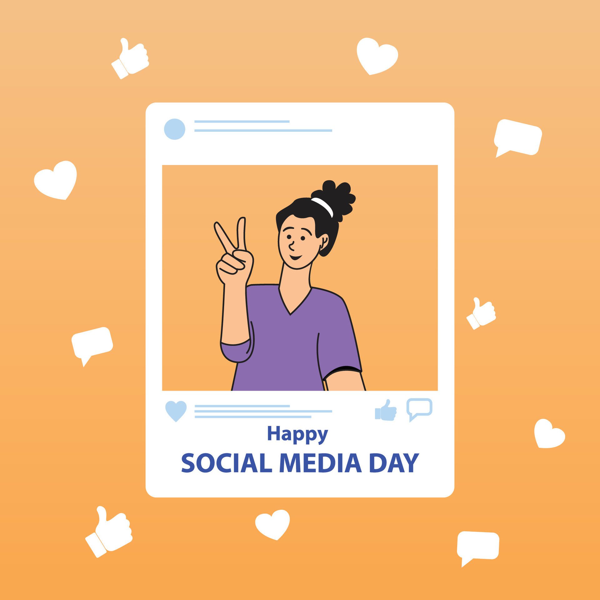 Social Media Day banner illustration Free Vector