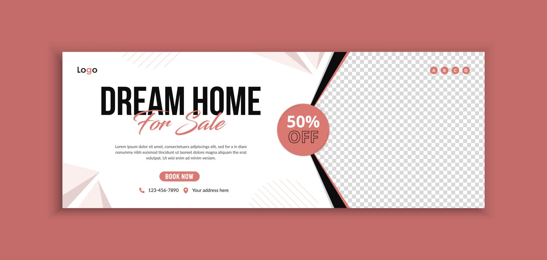 Creative home for sale real estate social media cover and web banner template Free Vector