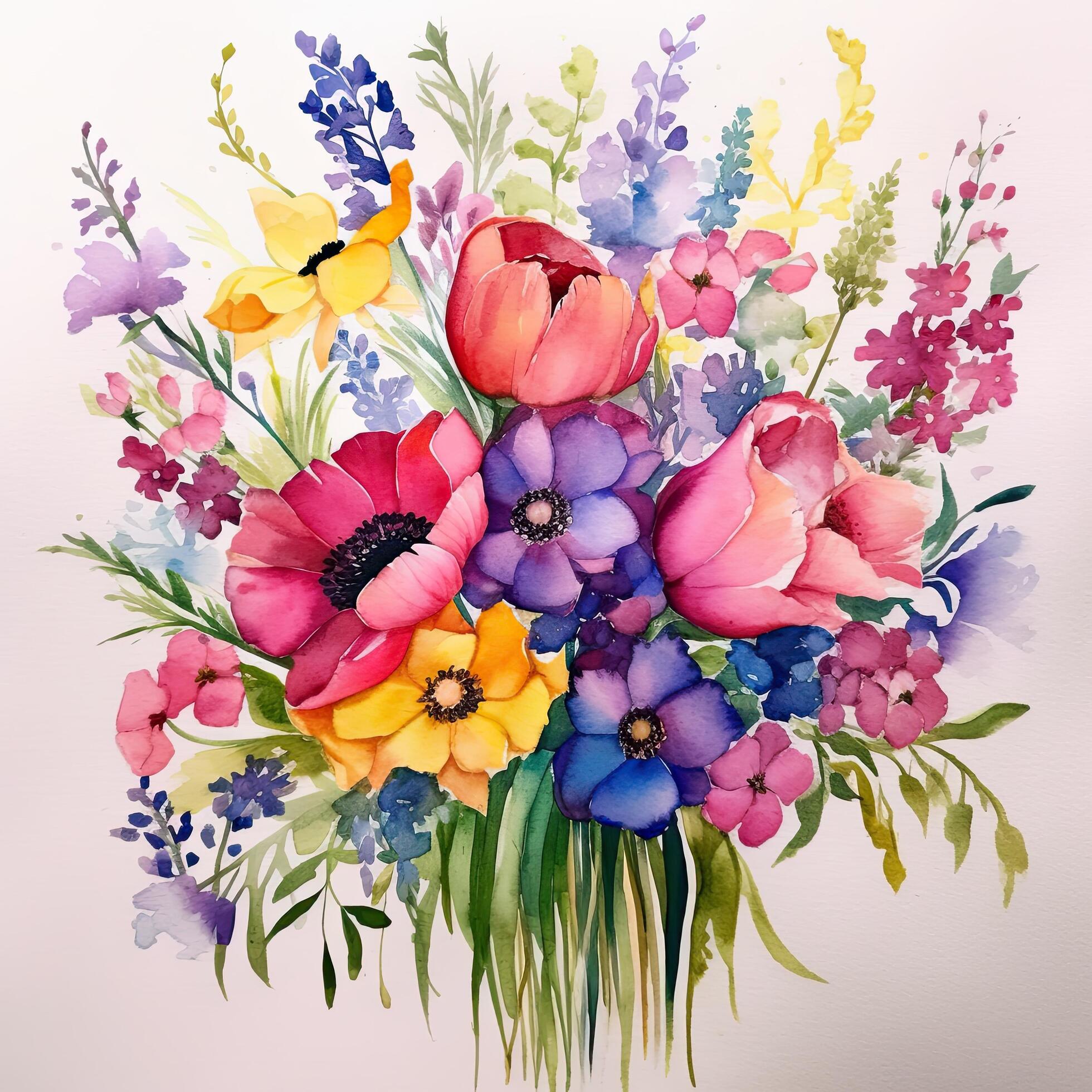 Watercolor flower bouquet. Illustration Stock Free