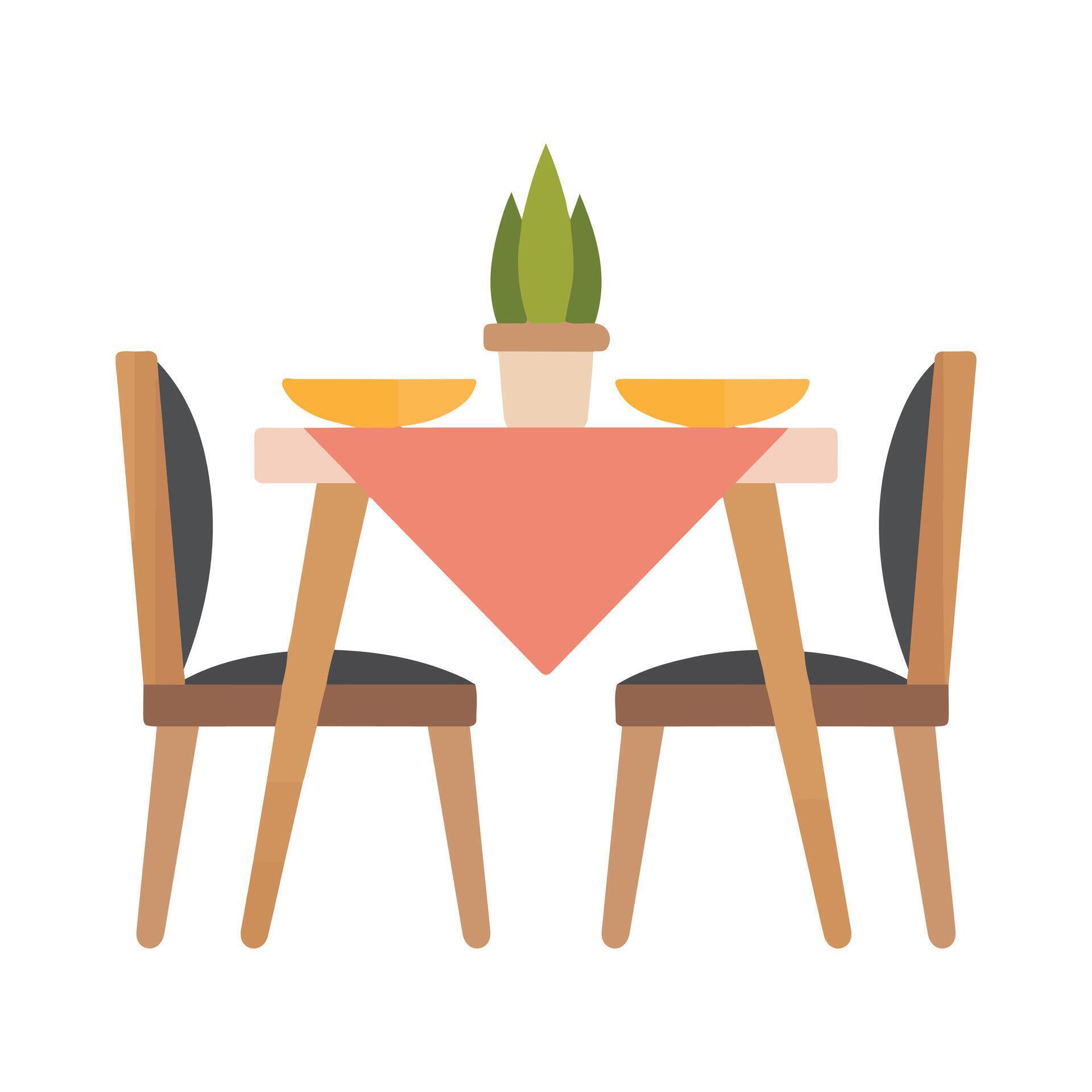 Home Wonders Illustrated Table Essentials, including Chairs, Plates, and Flowers Stock Free