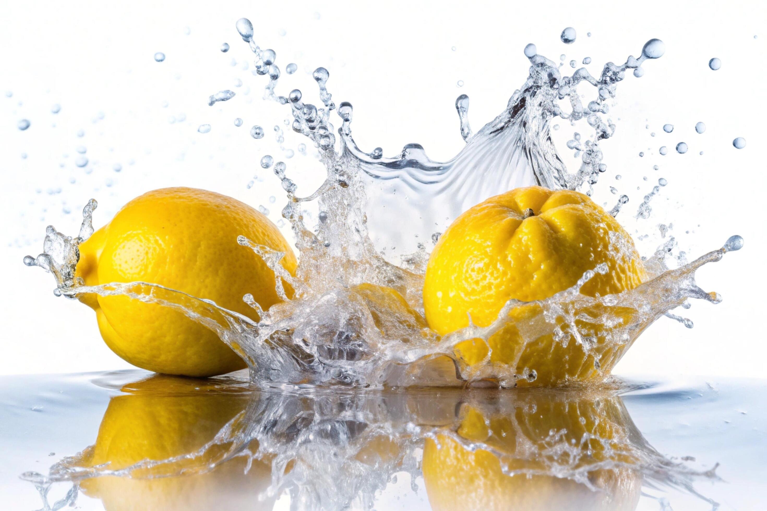 Lemon splashes on white background Stock Free