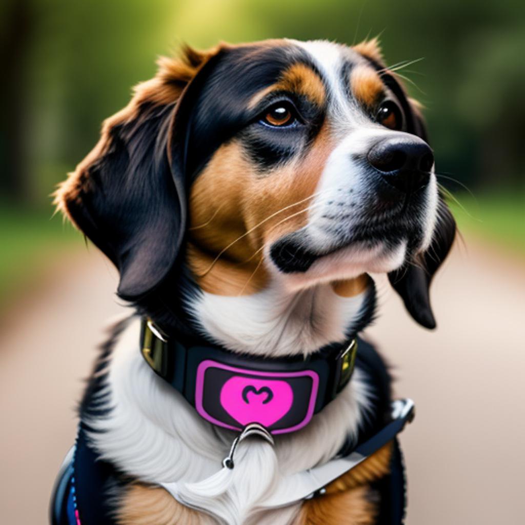 Dog wearing a collar by @ai_generated