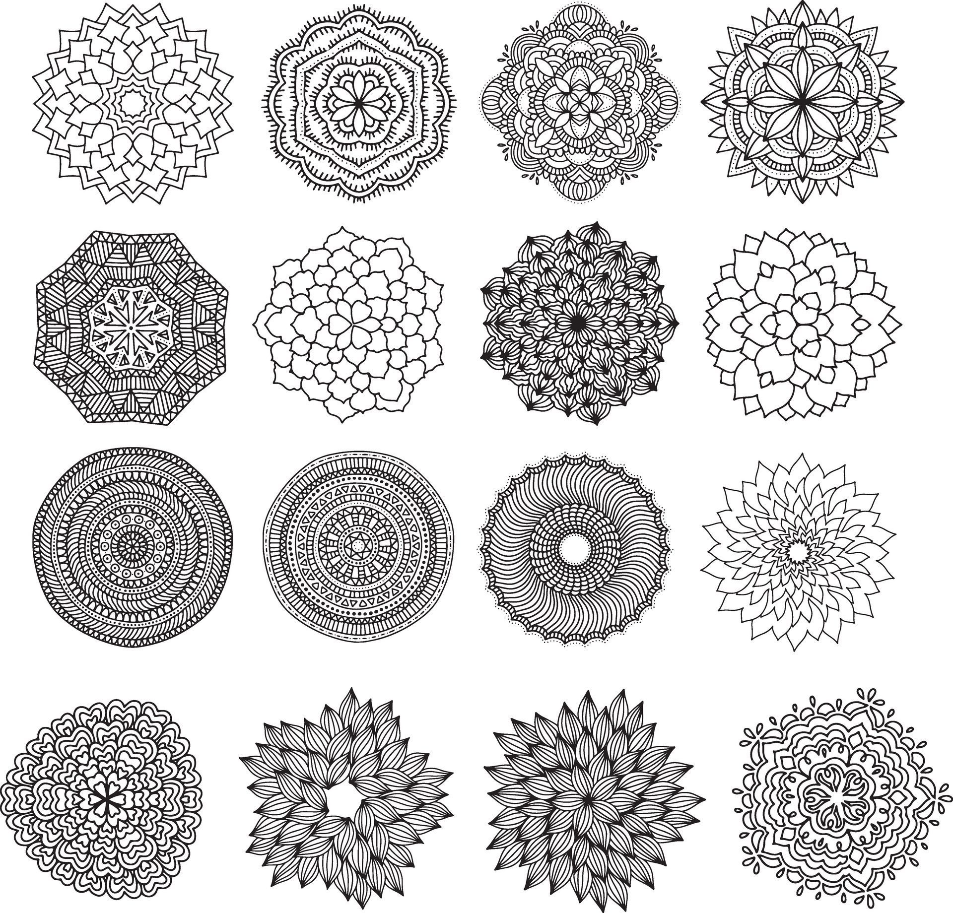 Circular pattern in form of mandala for Henna, Mehndi, tattoo, decoration. Decorative ornament in ethnic oriental style. Coloring book page. Free Vector