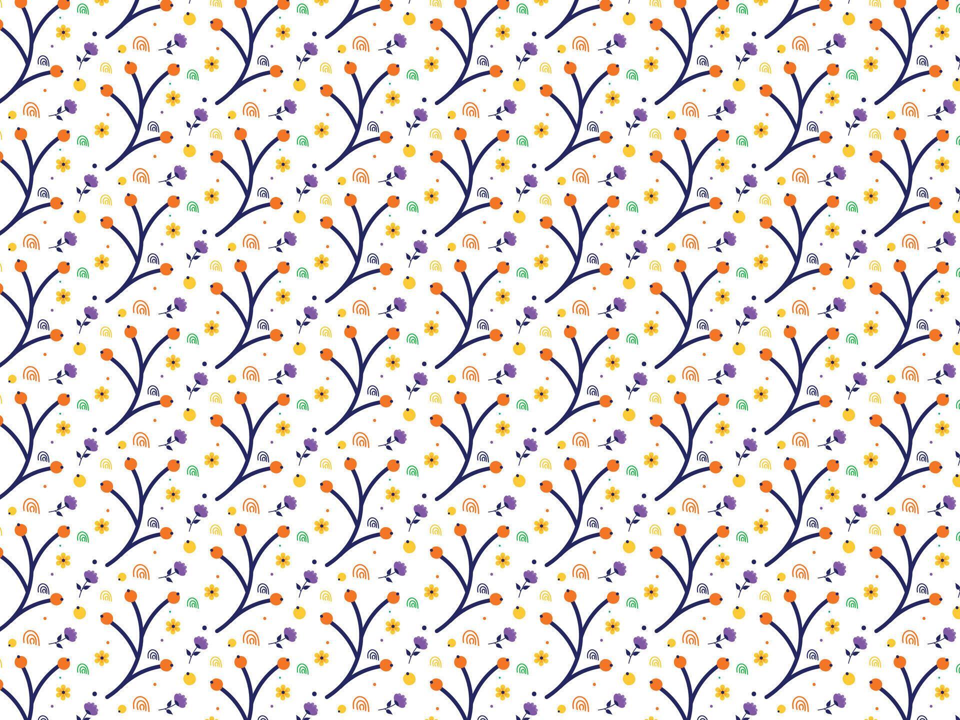 Colorful flowers doddle background pattern illustration Stock Free