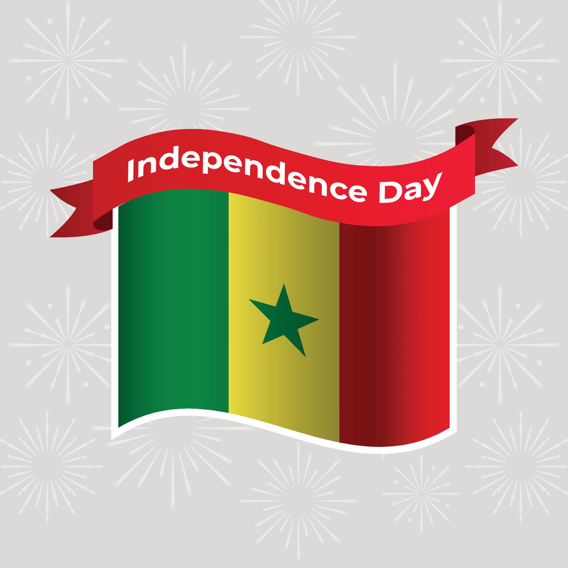 Senegal Wavy Flag Independence Day Banner Background Free Vector