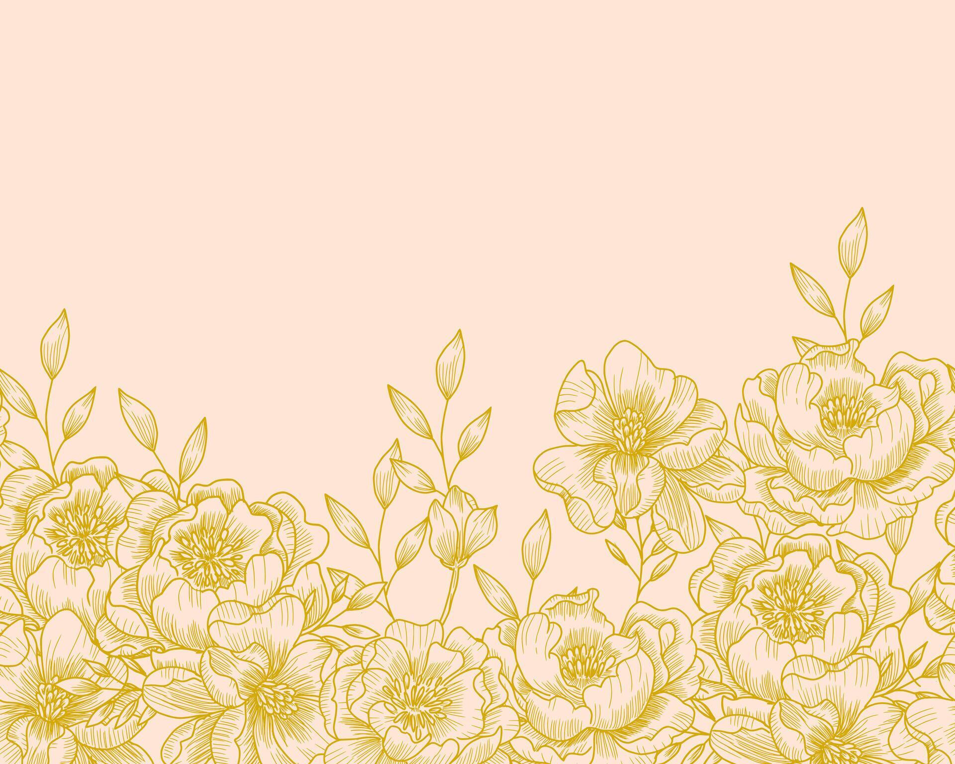 Hand Drawn Peony Flower Background Stock Free