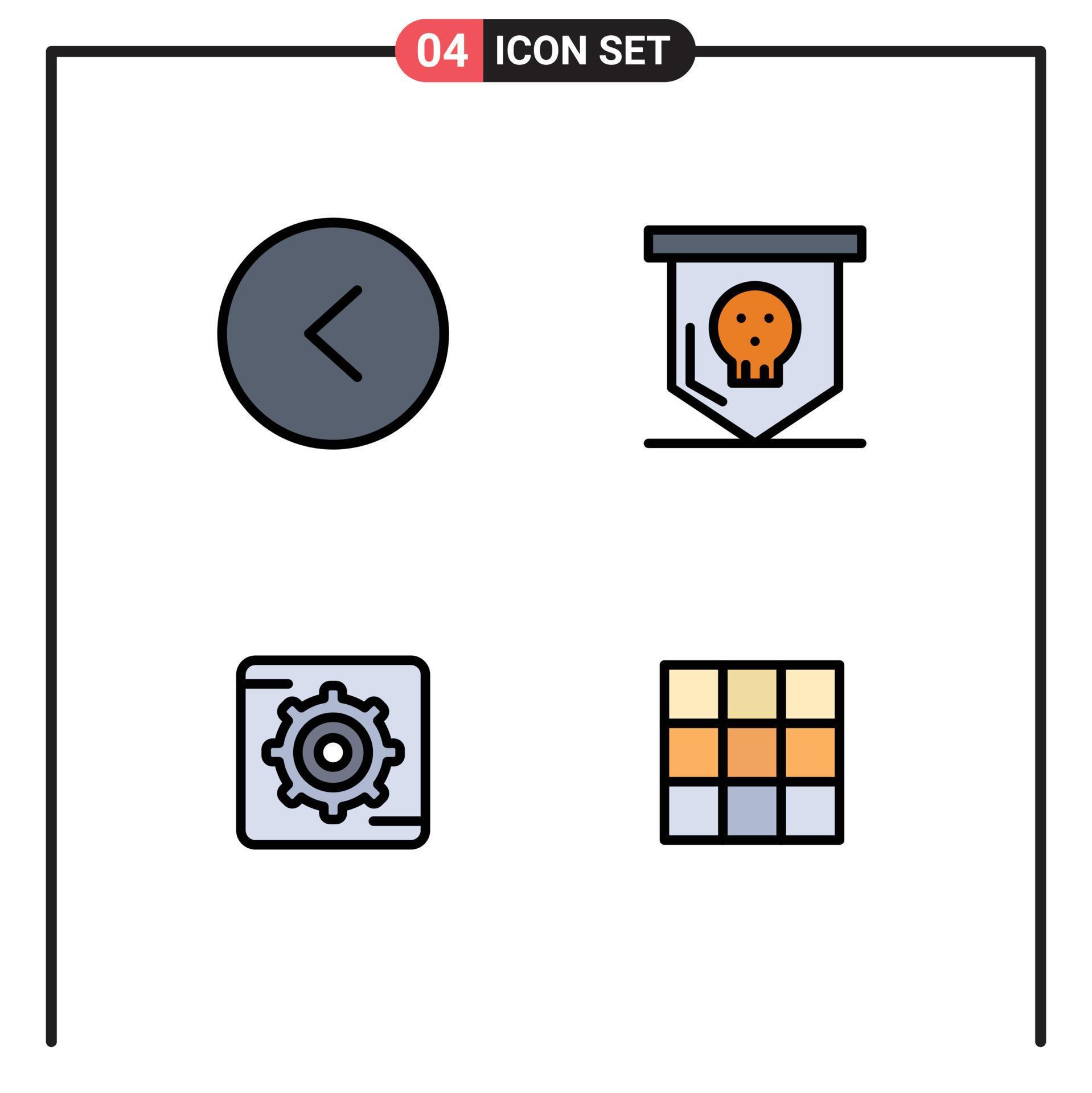 Universal Icon Symbols Group of 4 Modern Filledline Flat Colors of arrow box board skull ui Editable Vector Design Elements Stock Free