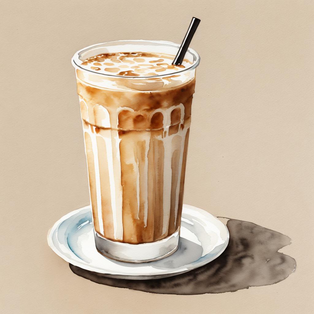 Iced cafe latte, realistic, by @ai_generated