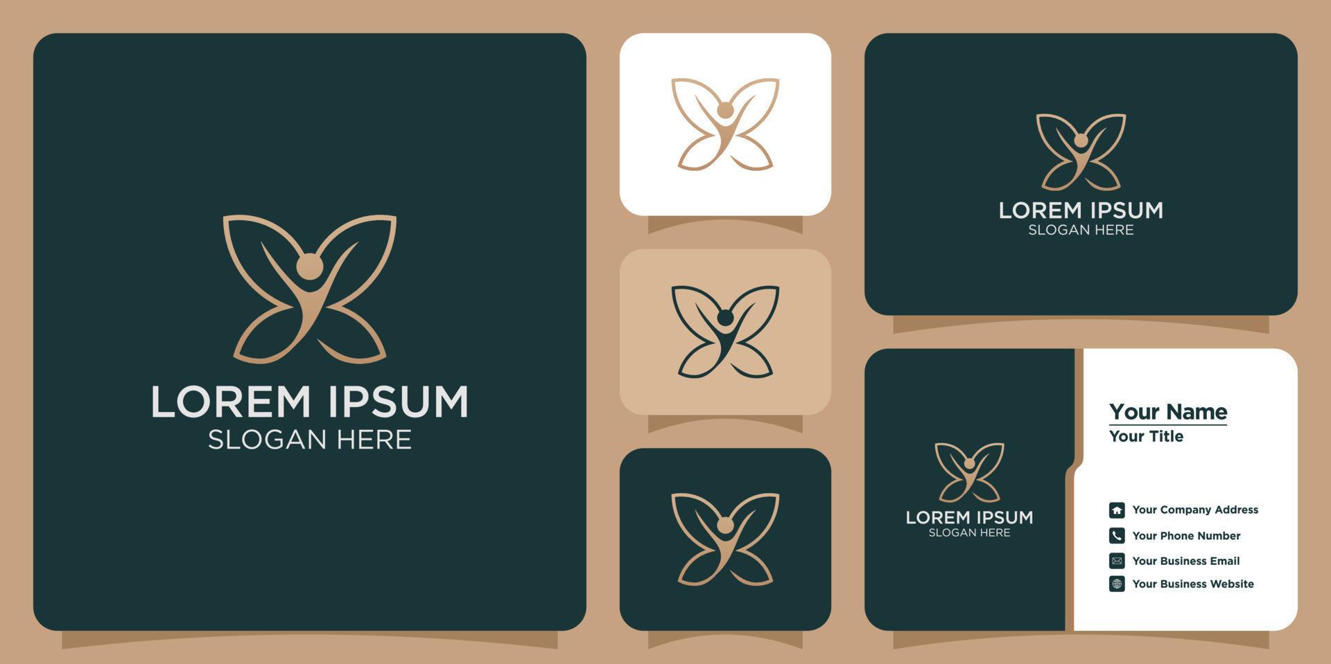 Feminine beauty flower logo design with abstract luxury leaf Stock Free and Free SVG