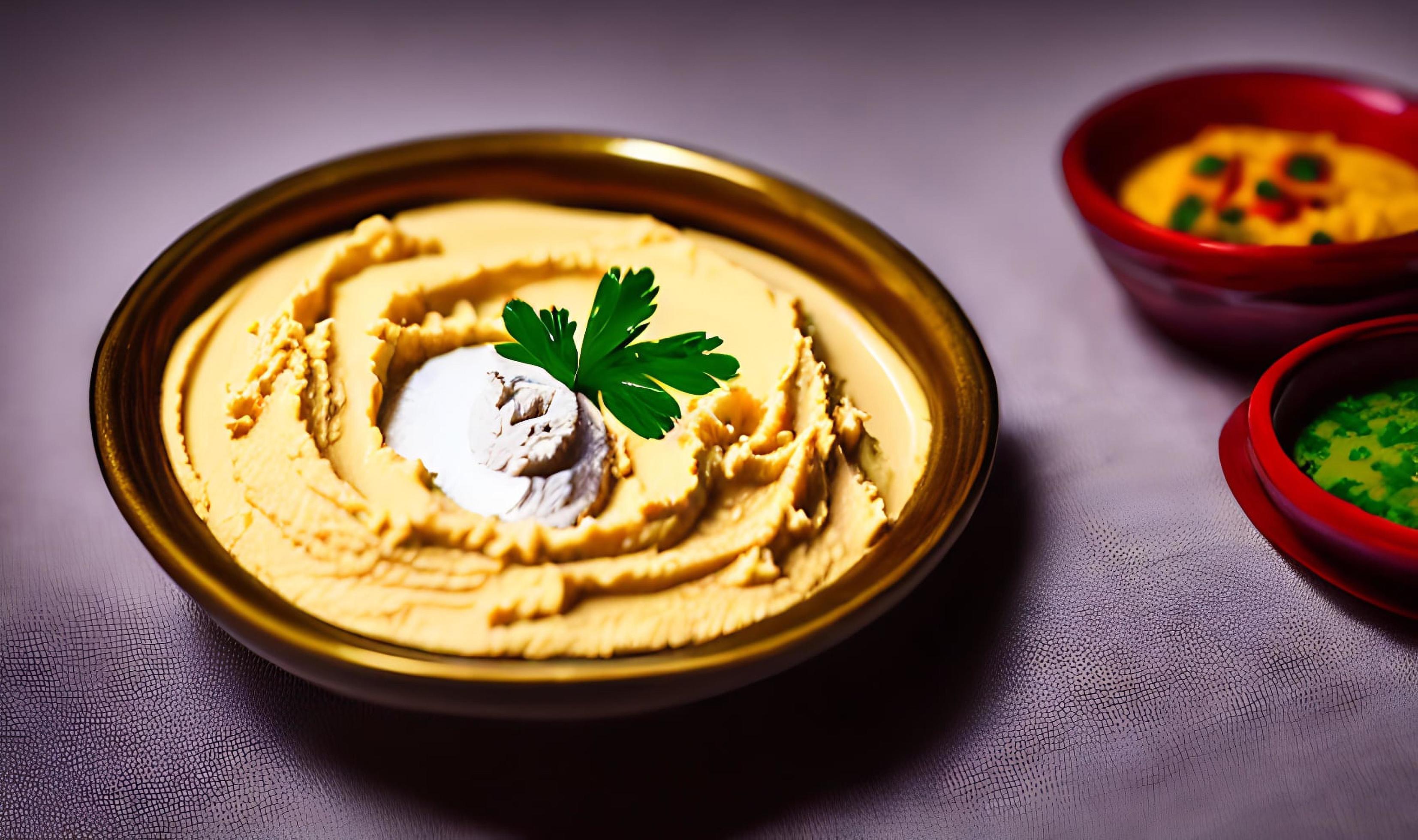 Healthy food. Traditional freshly made organic hummus. Stock Free