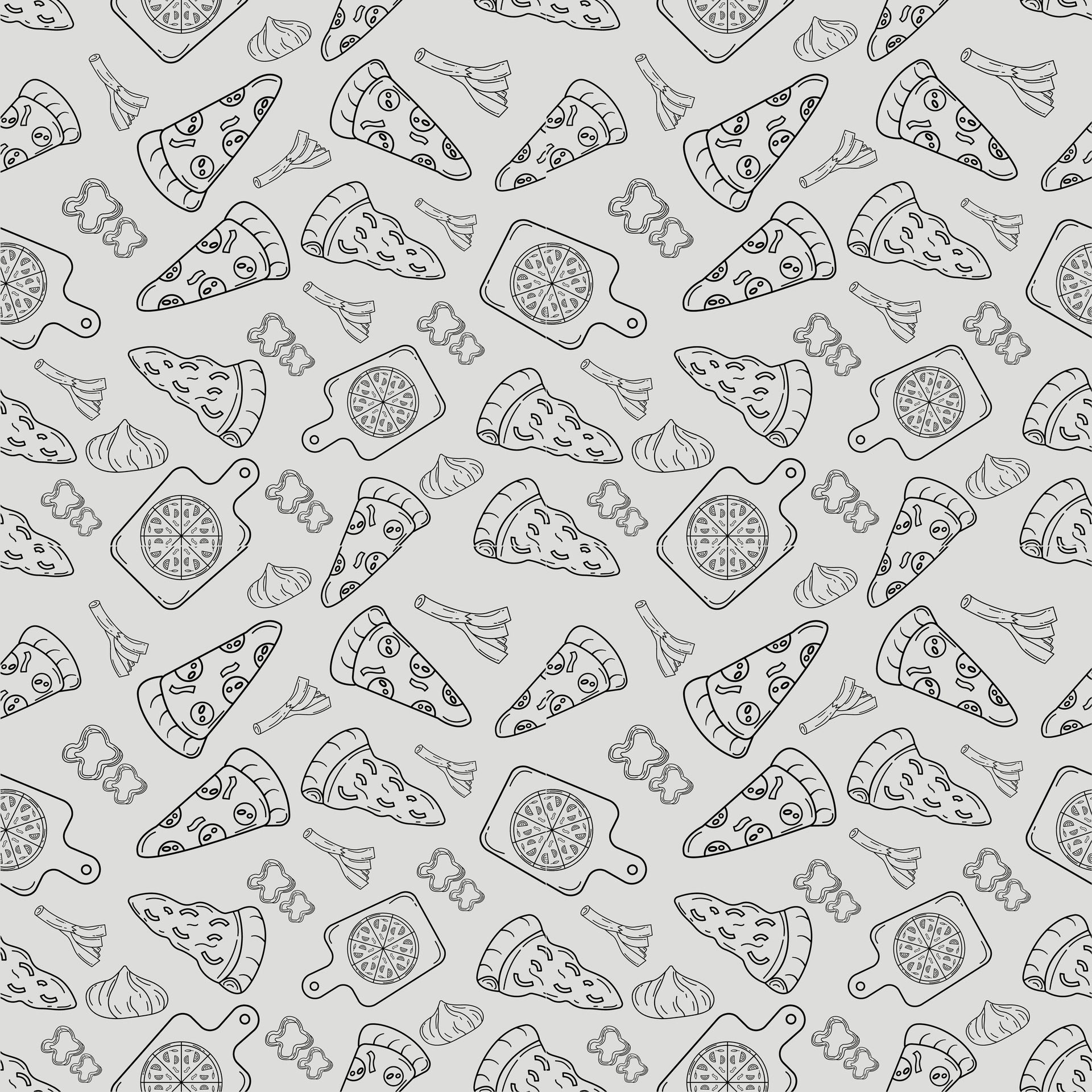 Hand Drawn Pizza Ingredients seamless pattern Free Vector