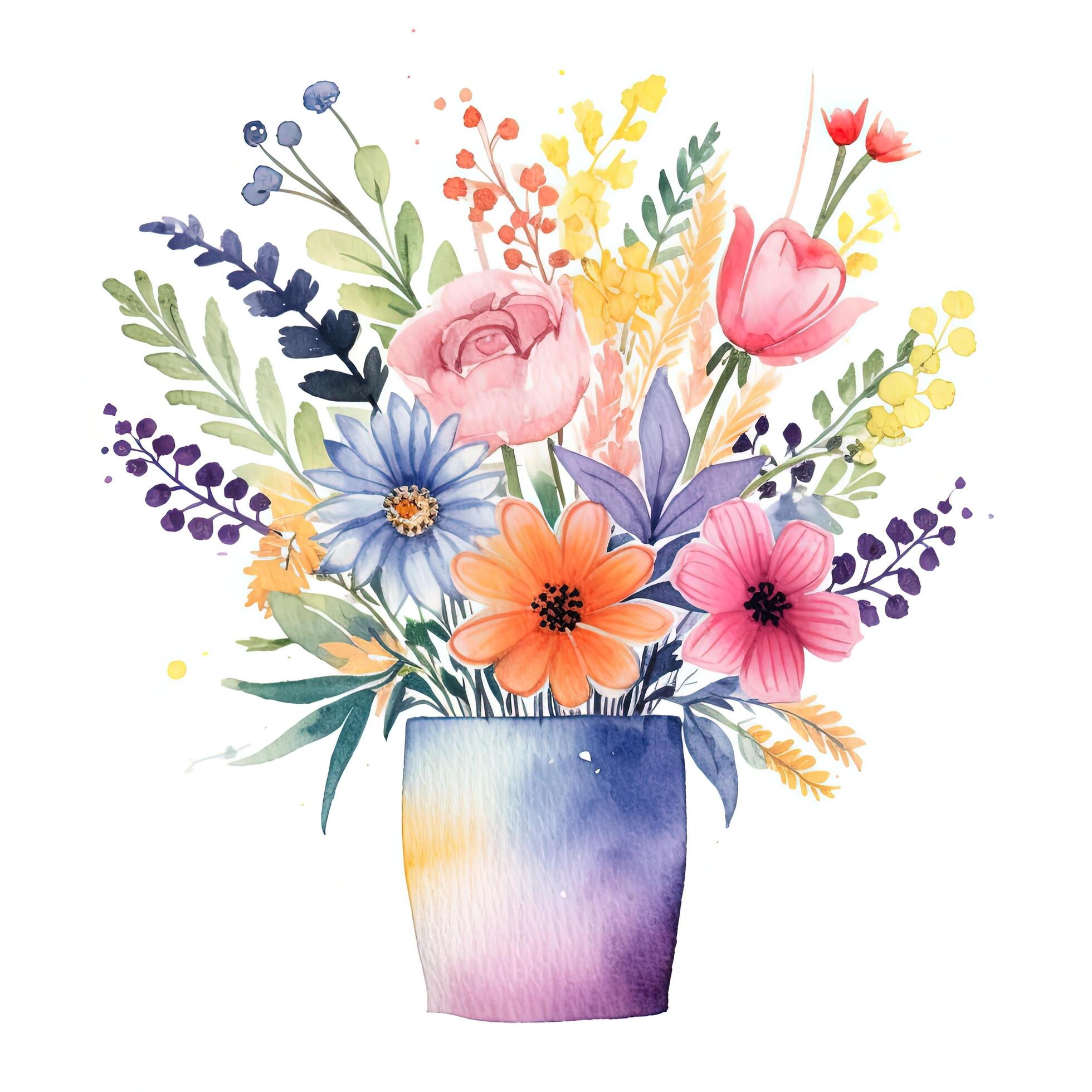 Watercolor flower bouquet. Illustration Stock Free