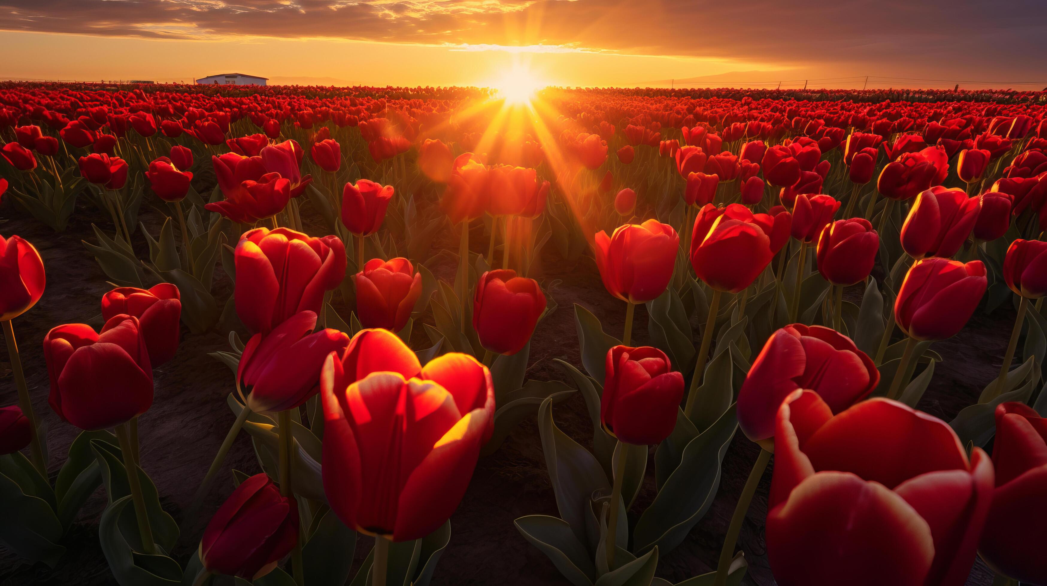 Tulips flower field. Illustration Stock Free