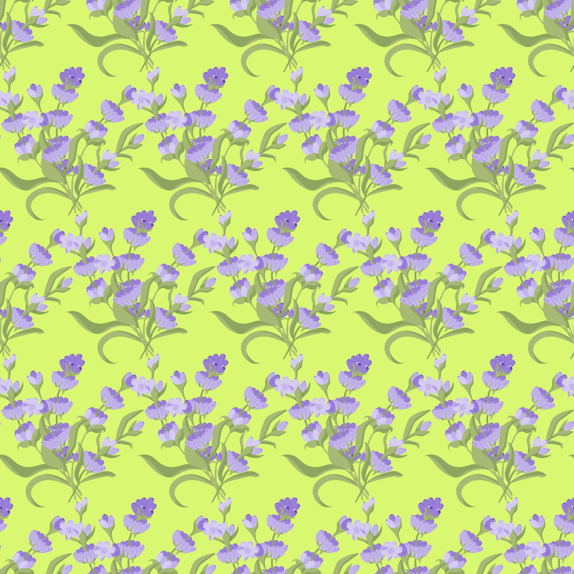 A sprig of lavender. Purple flower. Seamless pattern. illustration. Stock Free