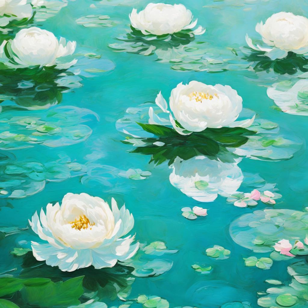 White peonies floating on by @ai_generated