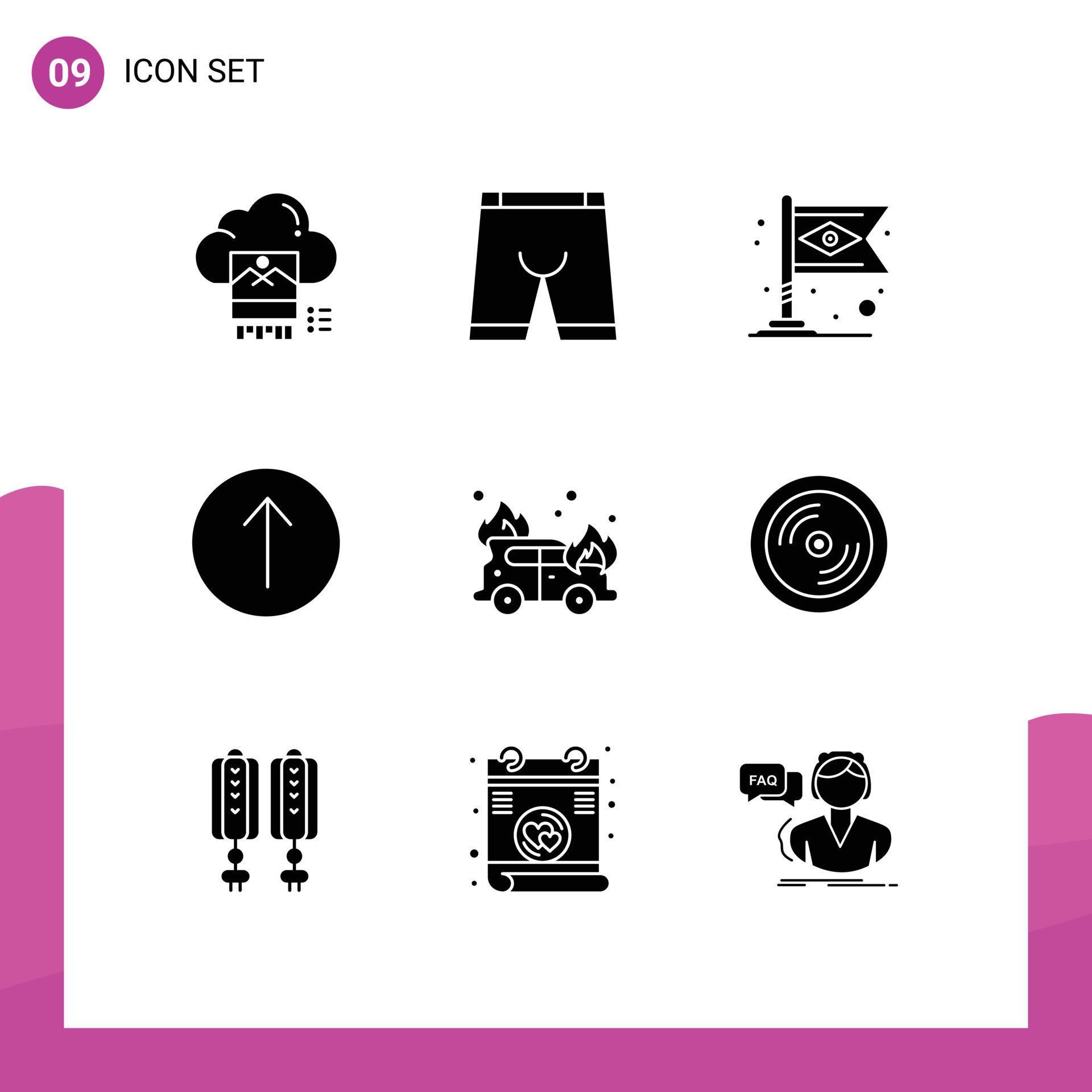 9 Creative Icons Modern Signs and Symbols of car symbols dress arrow carnival Editable Vector Design Elements Stock Free