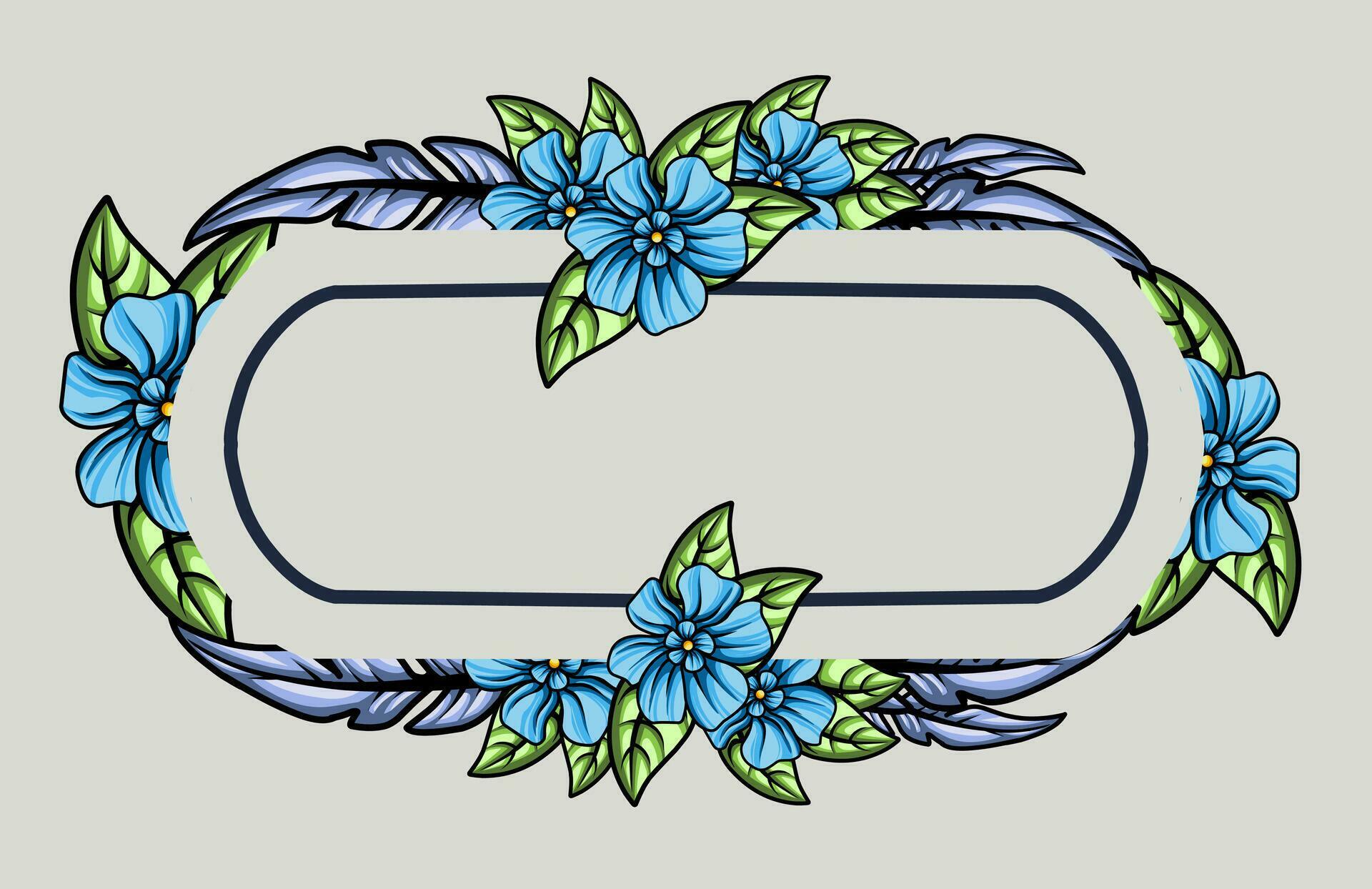 frame the border with an arrangement of leaves and flowers. Vector design Stock Free