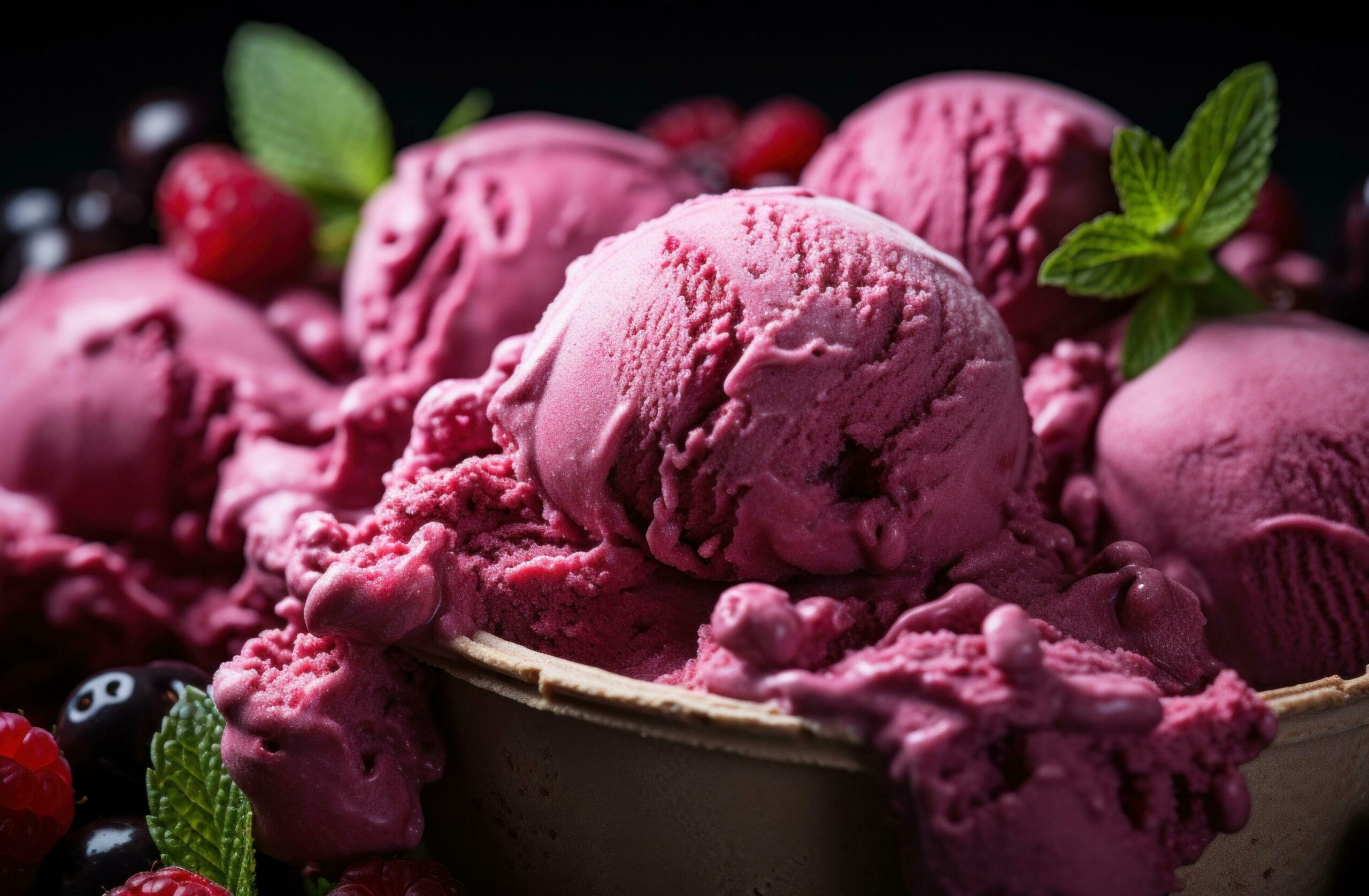 berry ice cream closeup Free Photo