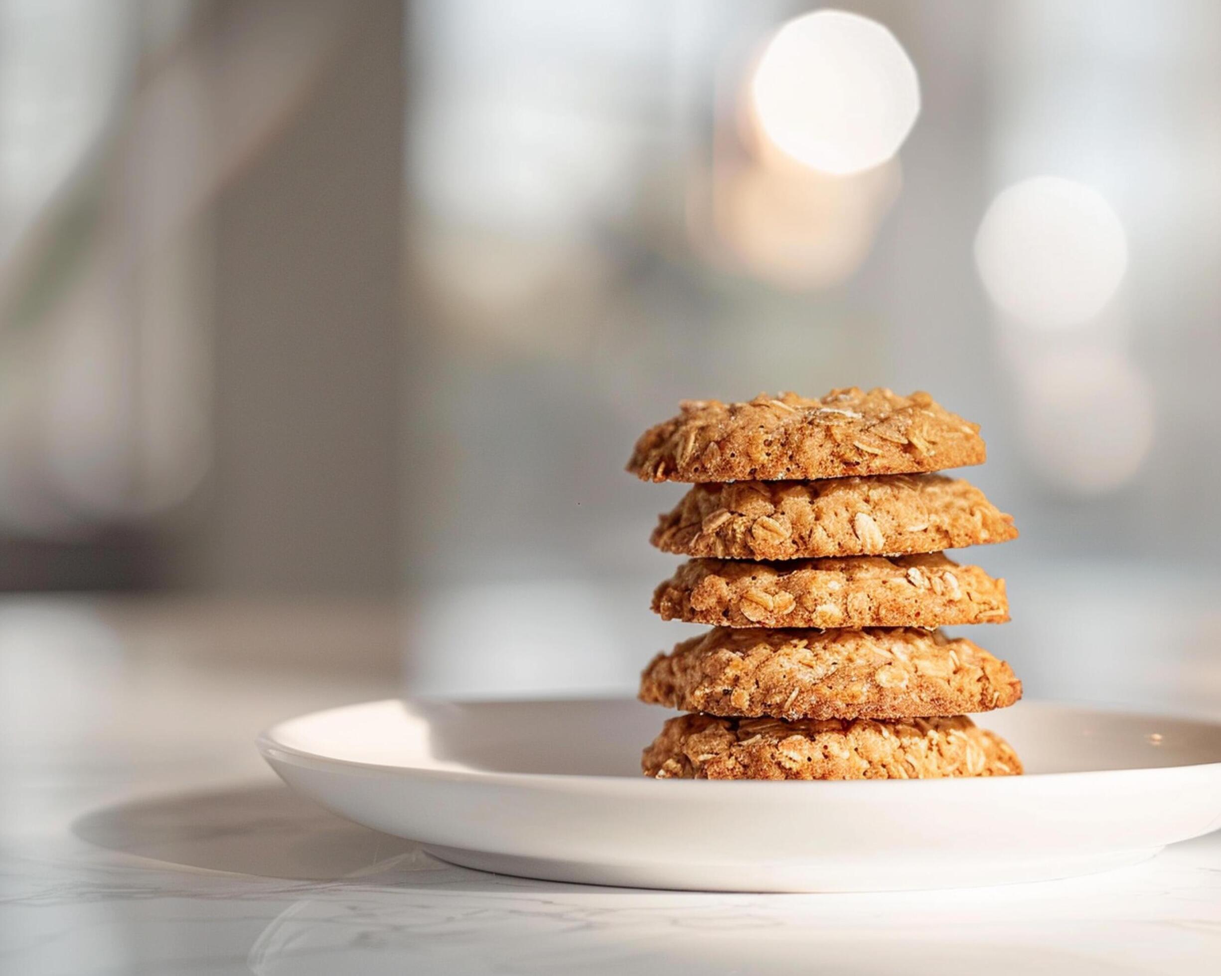 a stack of cookies on a white plate Stock Free