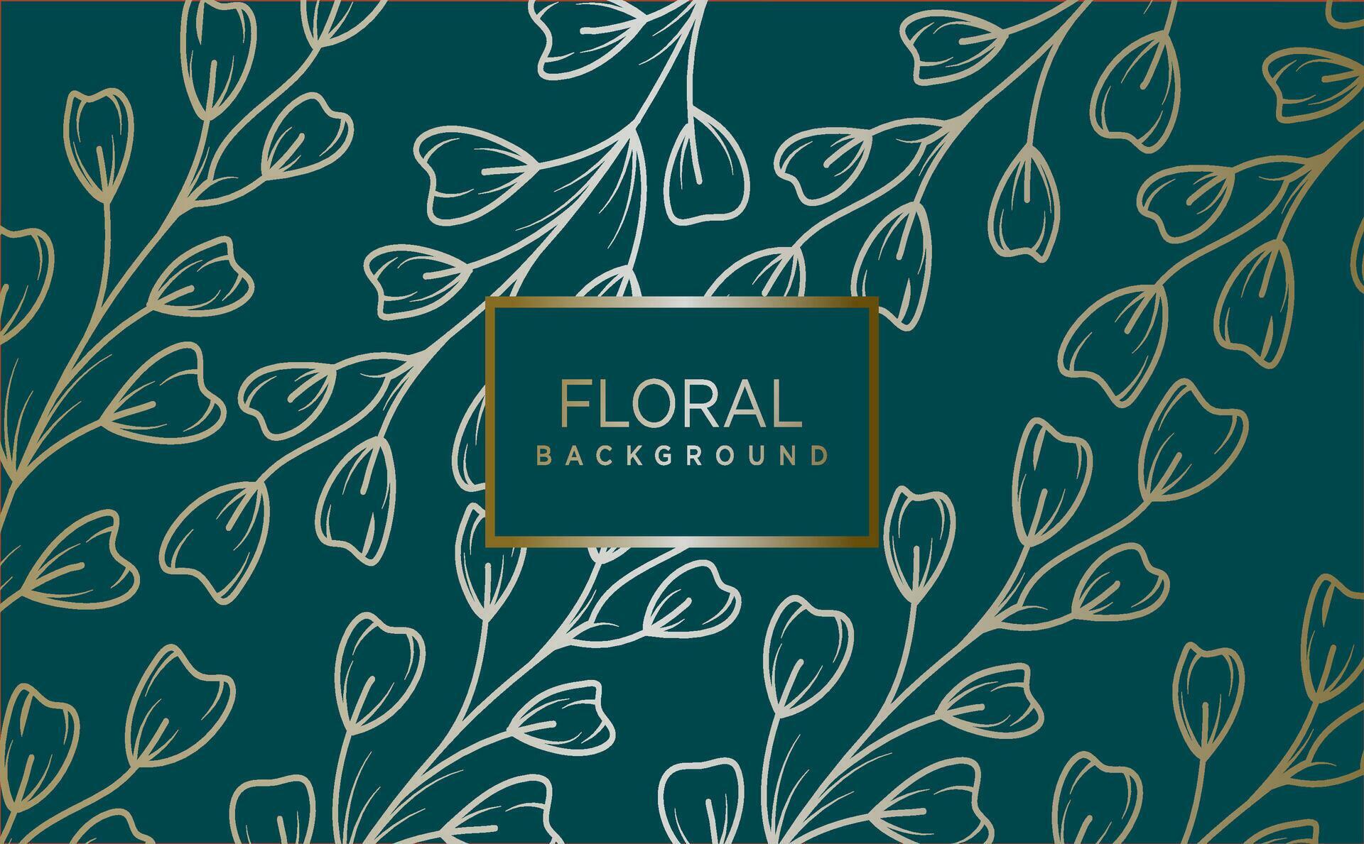 floral abstract background with golden hand drawn flowers. Vector design template for postcard, wall poster, business card, Stock Free and Free SVG