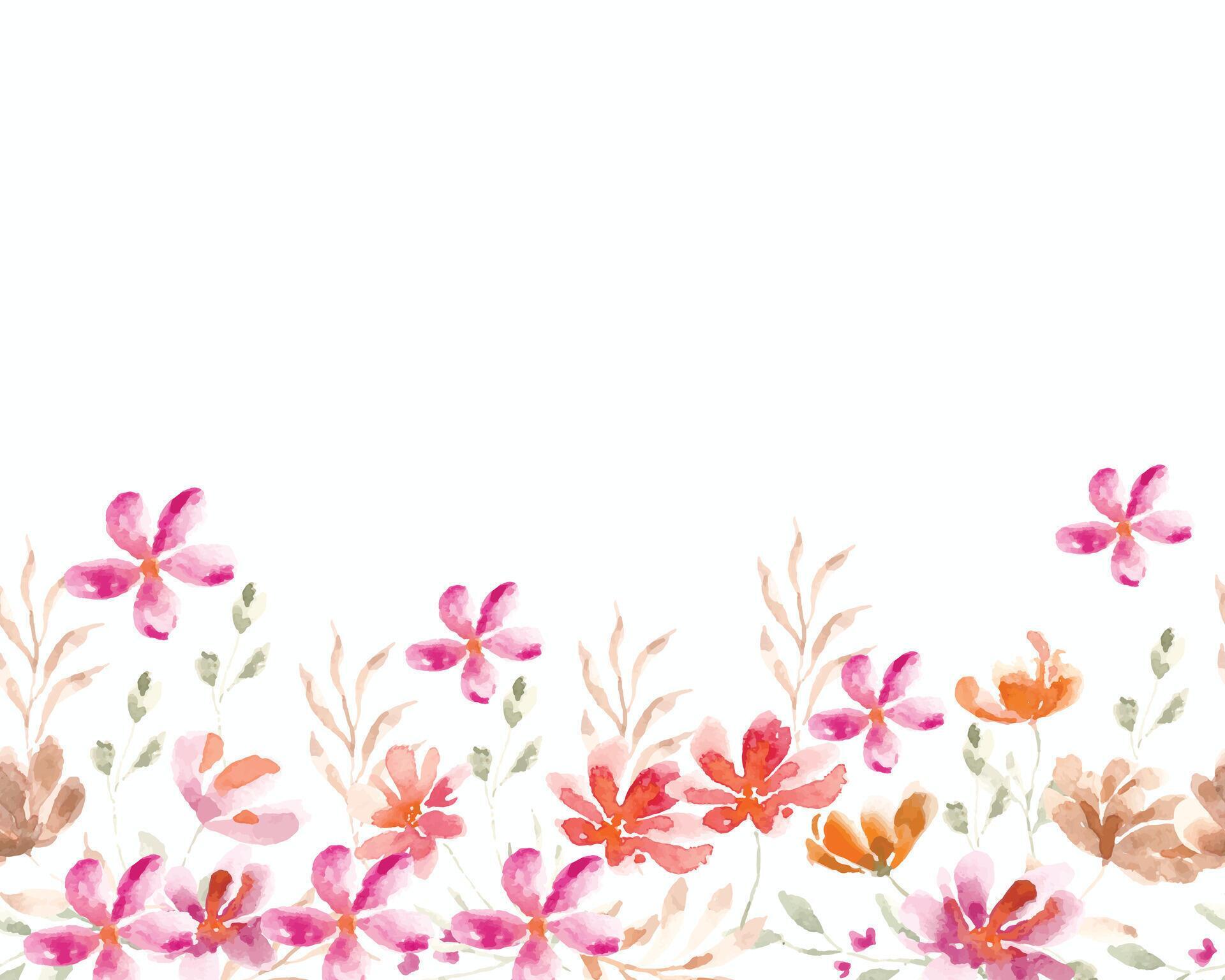 Wild Watercolor Flower and Leaves Background Stock Free