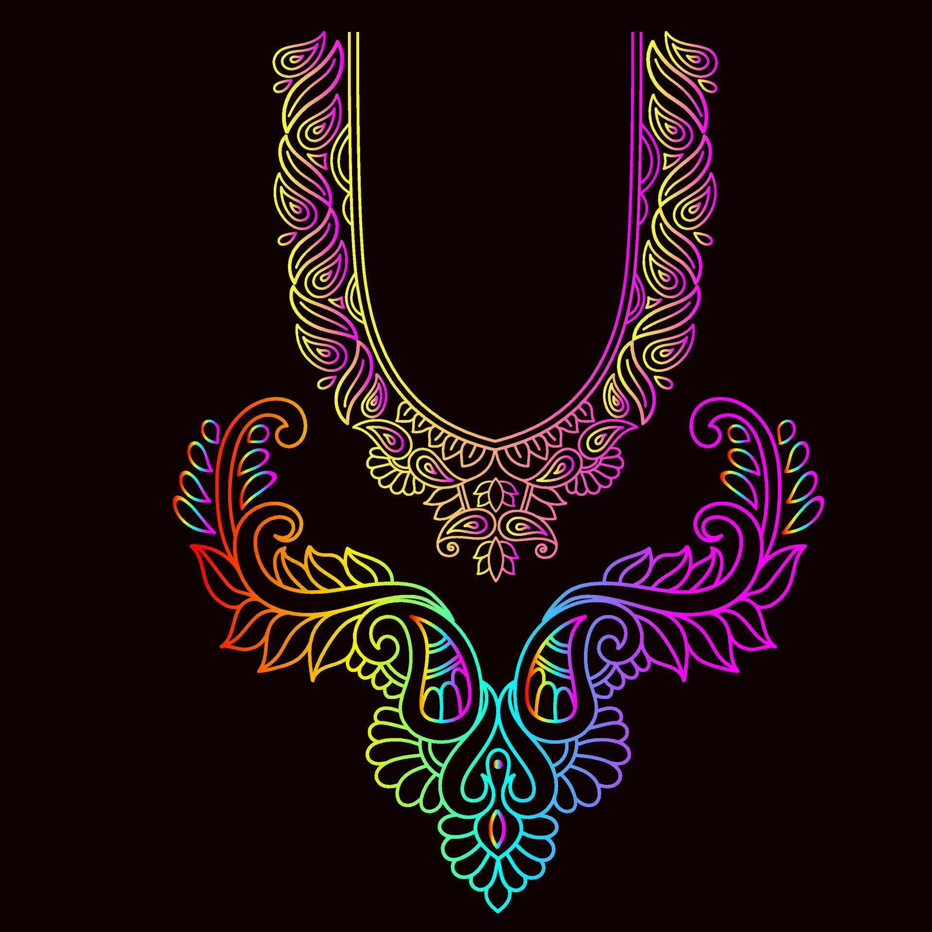 Rainbow color line art floral vector illustration, colorful vintage decorative vector template, rainbow color flower ornaments. Stock Free and Free SVG